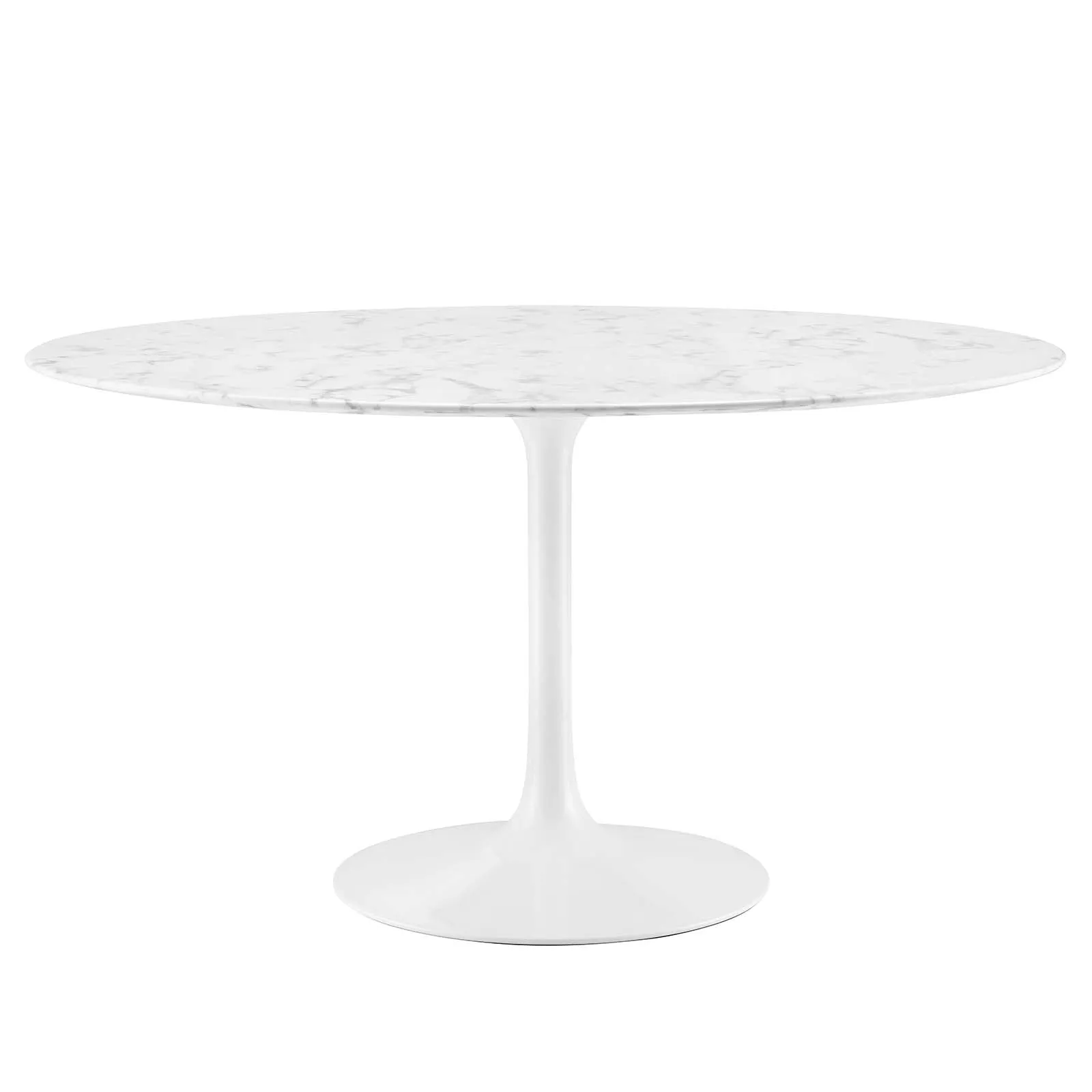 Lippa 54" Round Artificial Marble Dining Table White EEI-1132-WHI