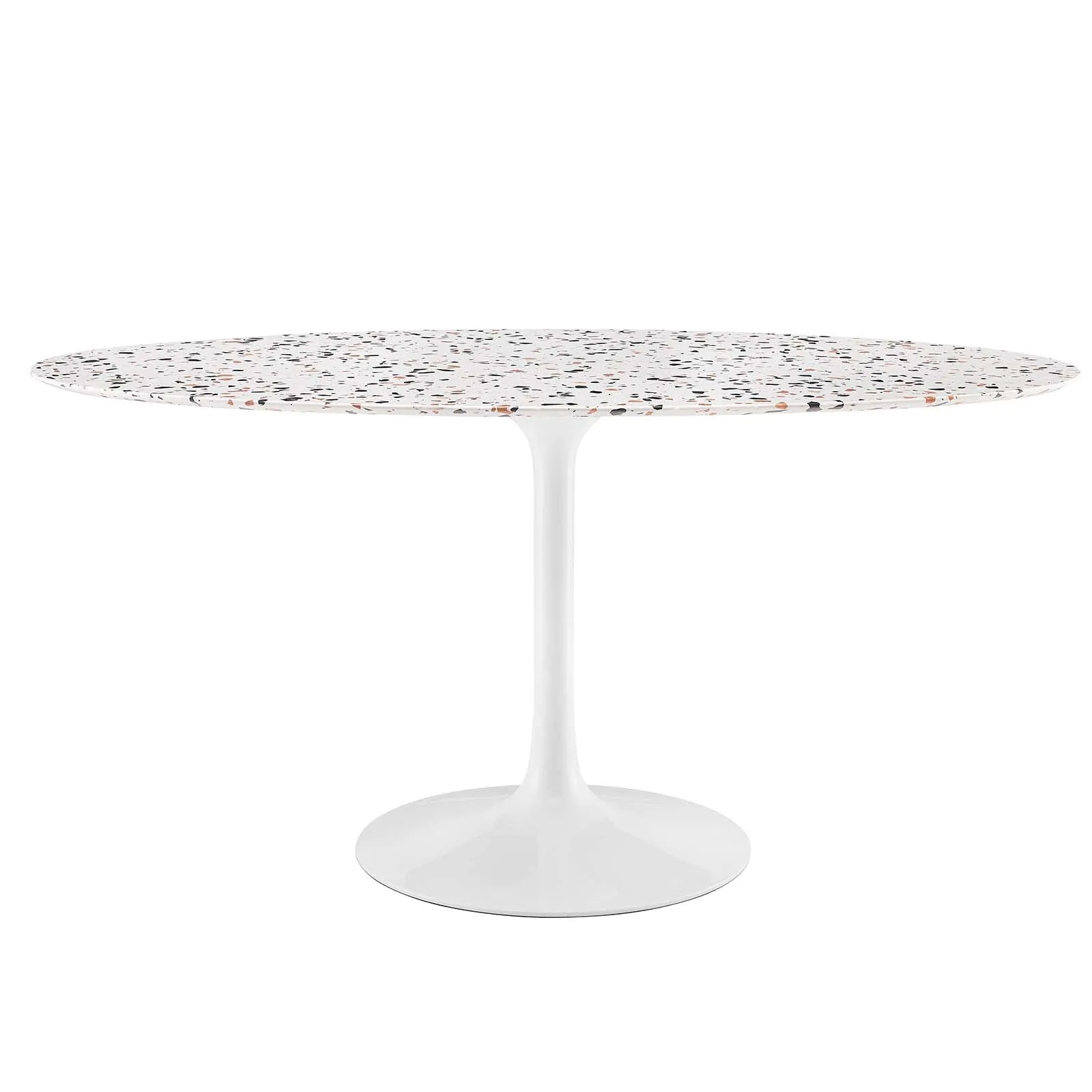 Lippa 60" Oval Terrazzo Dining Table White White EEI-5734-WHI-WHI