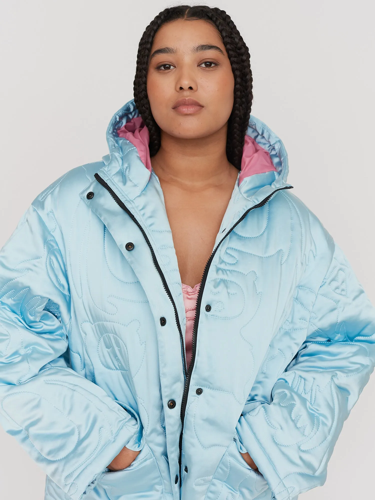 LO X Daddy Bears Satin Quilted Coat