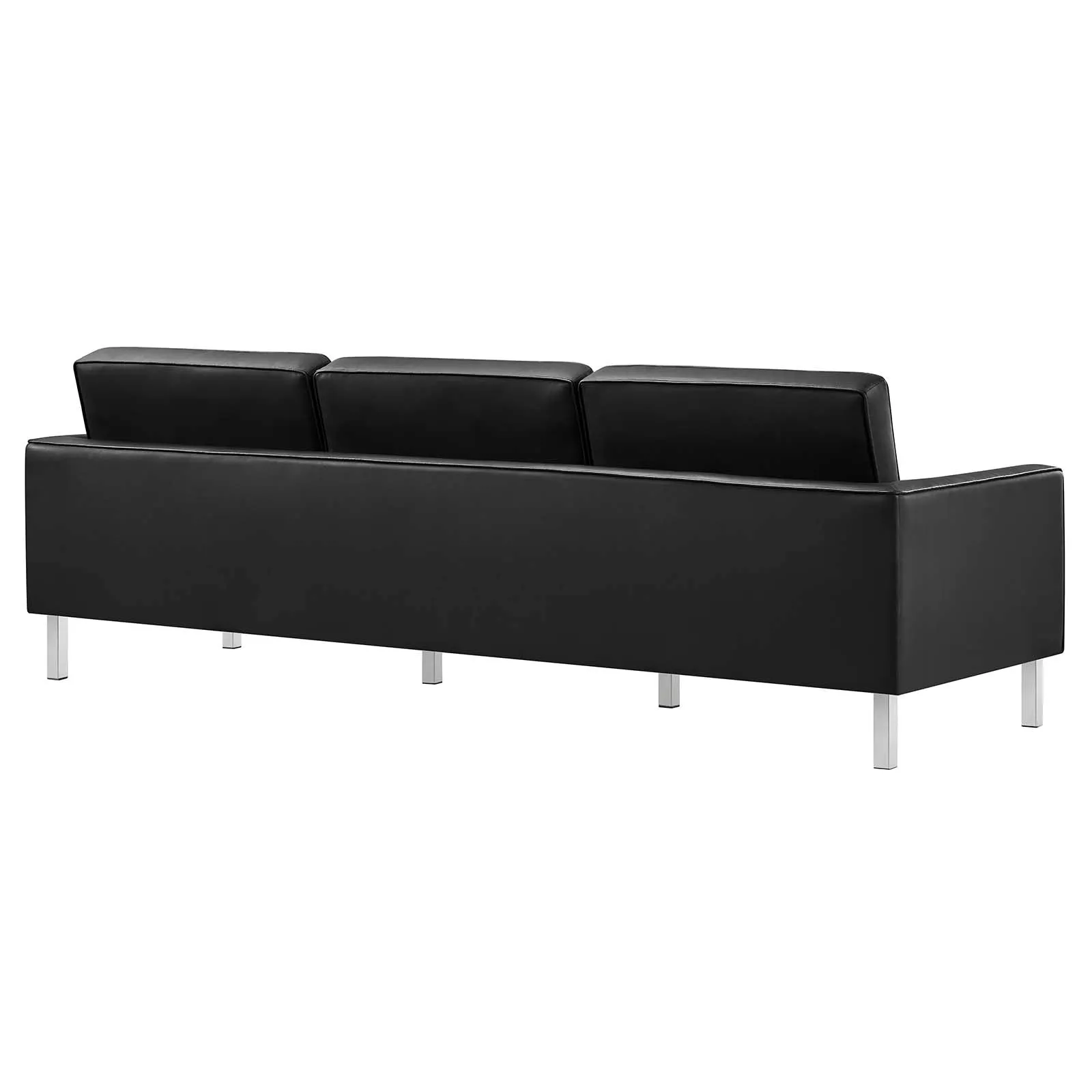 Loft Tufted Vegan Leather Sofa and Ottoman Set Silver Black EEI-6410-SLV-BLK-SET