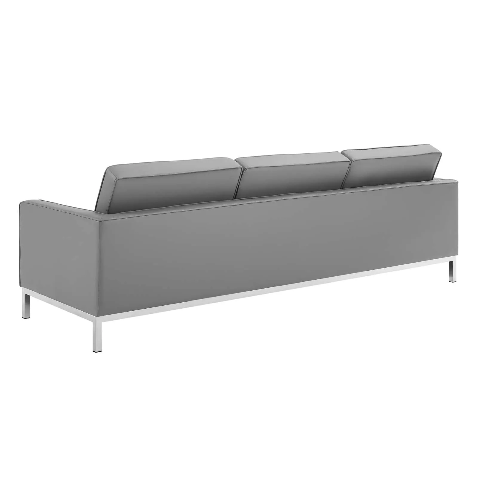 Loft Tufted Vegan Leather Sofa Silver Gray EEI-3385-SLV-GRY