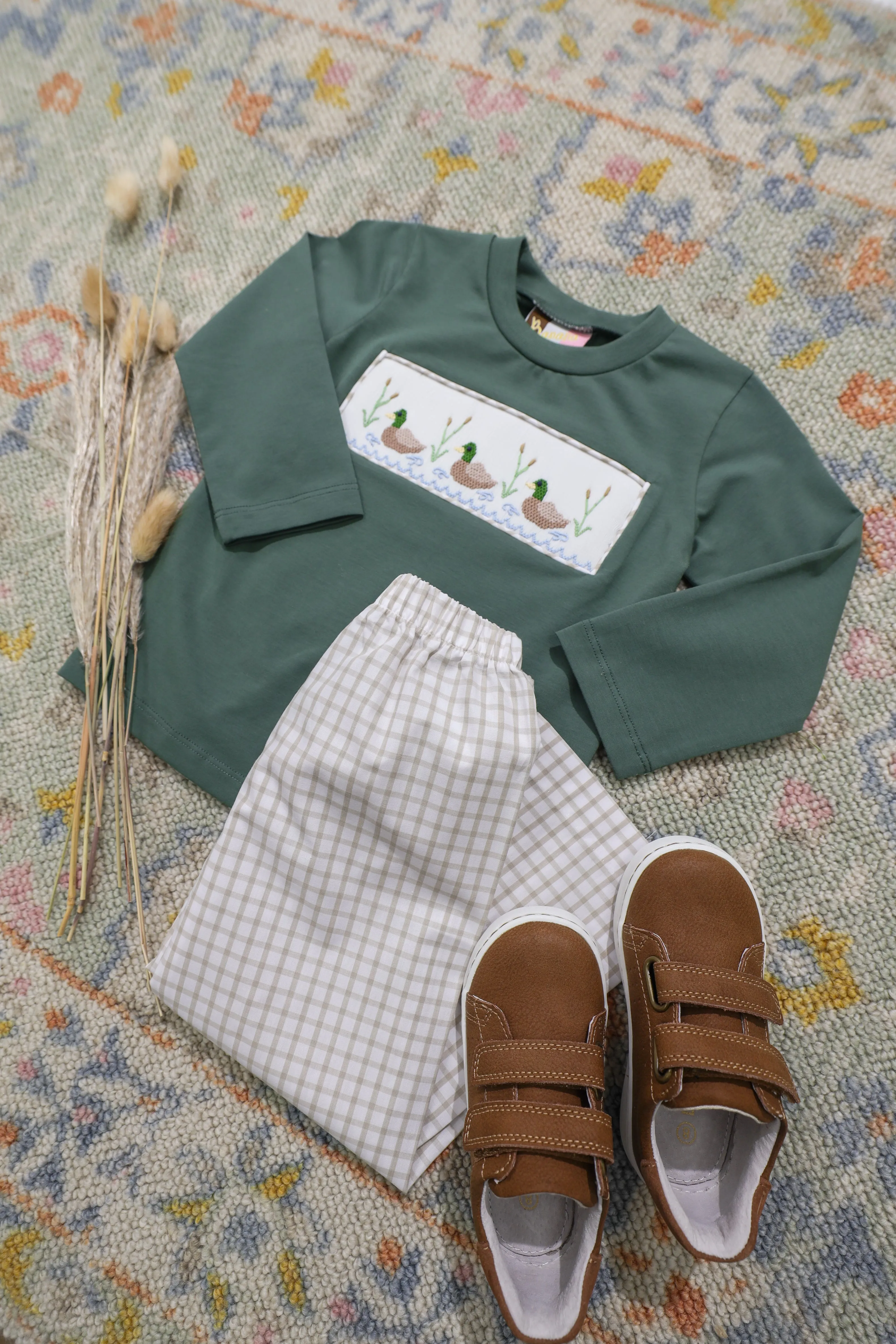 Mallard Duck Smocked Pants Set