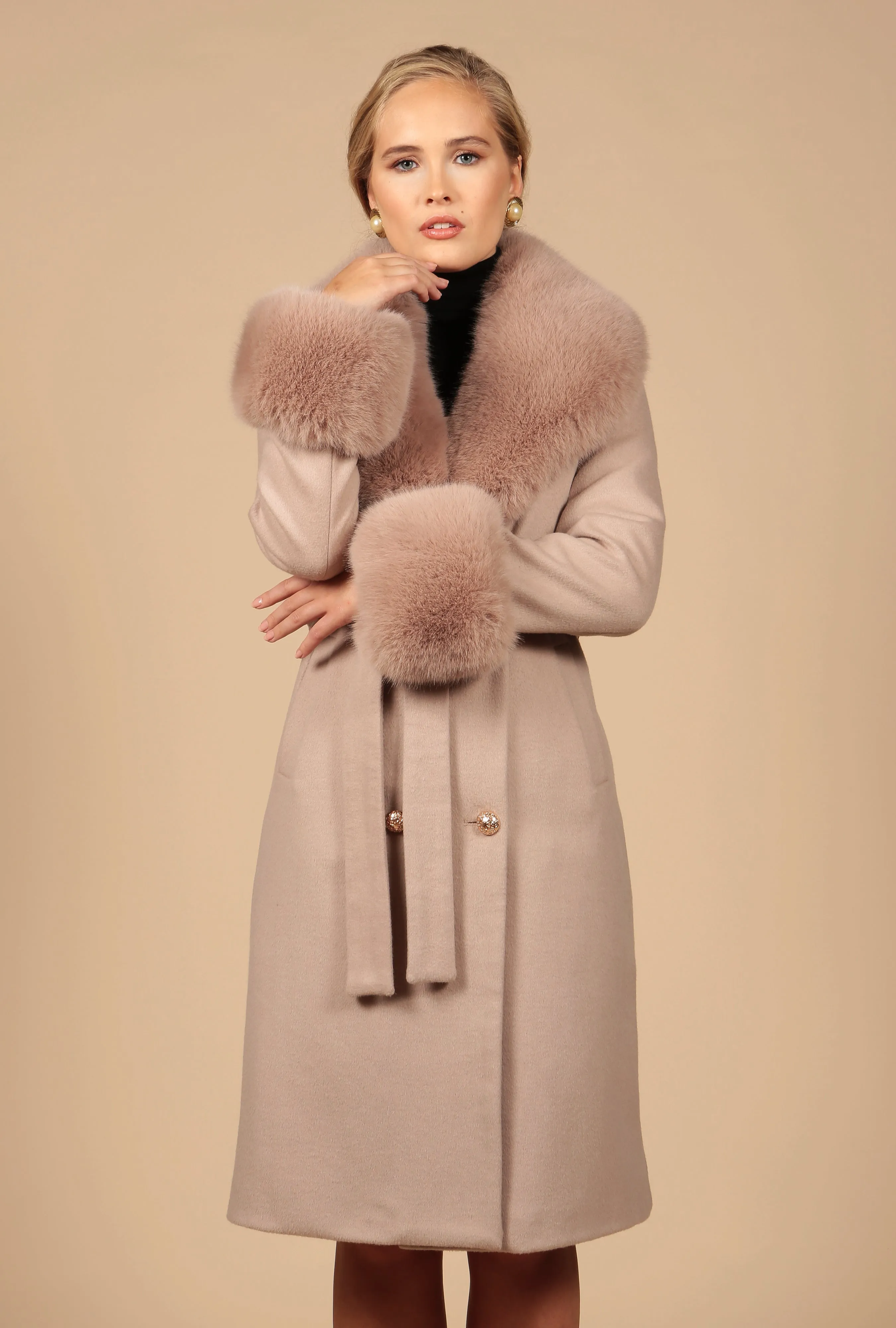 'Marlene' Cashmere and Wool Coat in Grigio