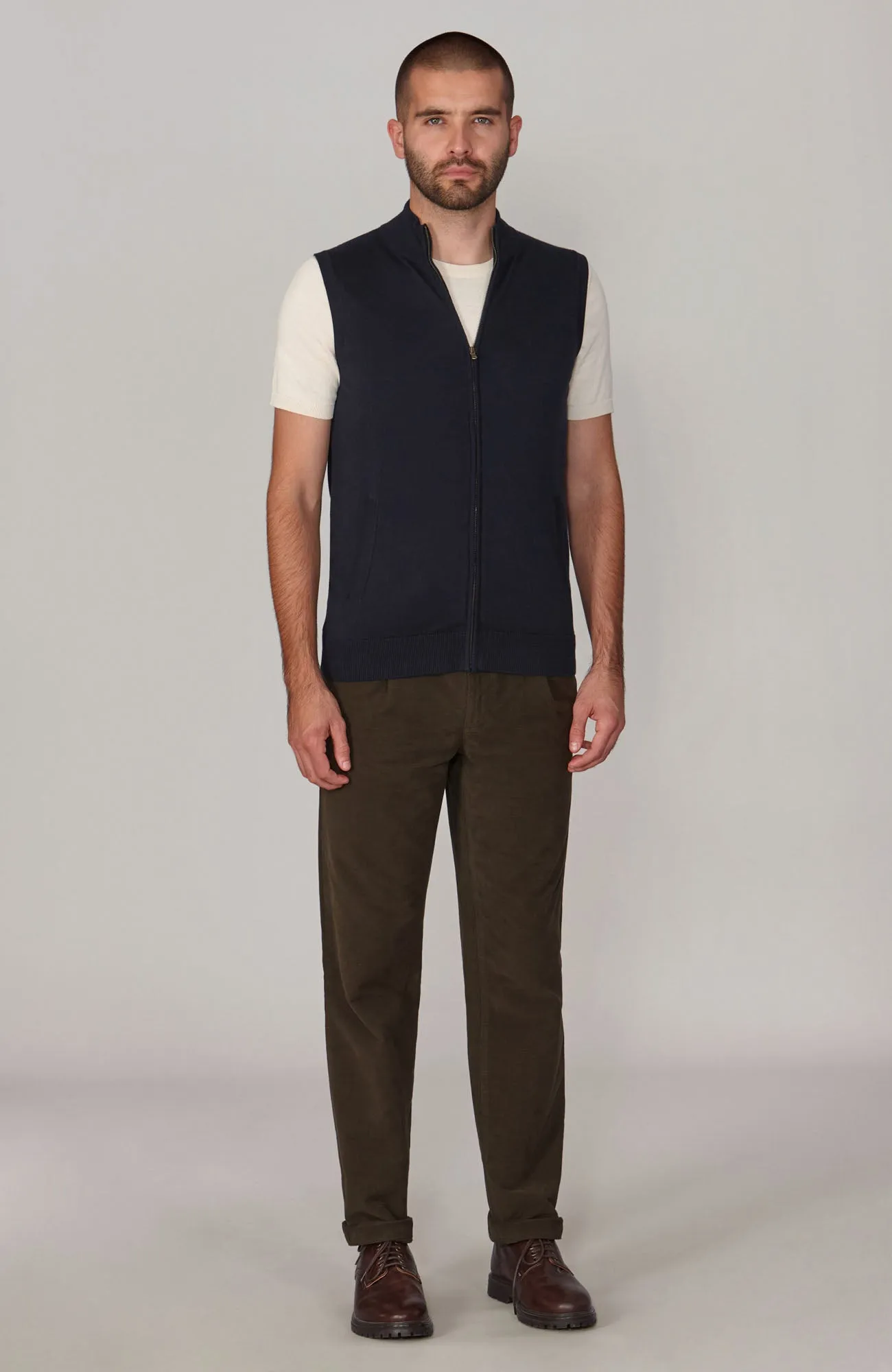 Mens Lightweight Cotton Zip Through Gilet