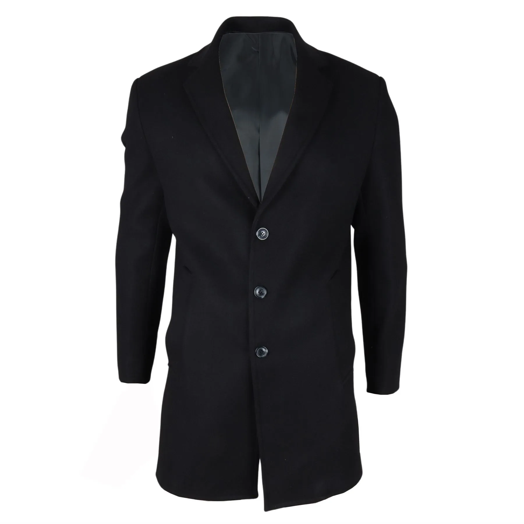 Men's Overcoat Notched Lapel Collar Wool Blend Classic Trench Coat Winter Jacket