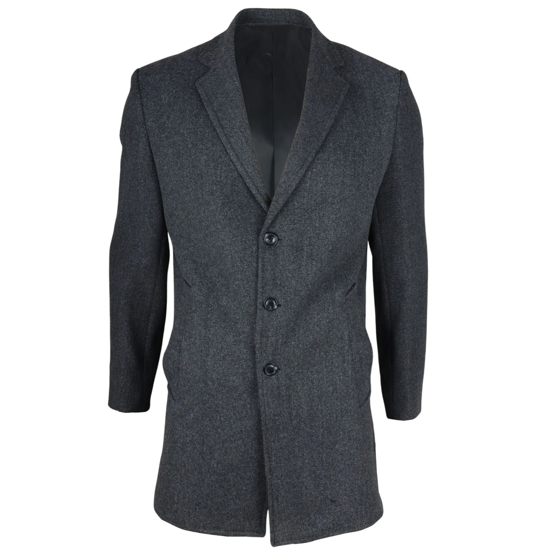 Men's Overcoat Notched Lapel Collar Wool Blend Classic Trench Coat Winter Jacket