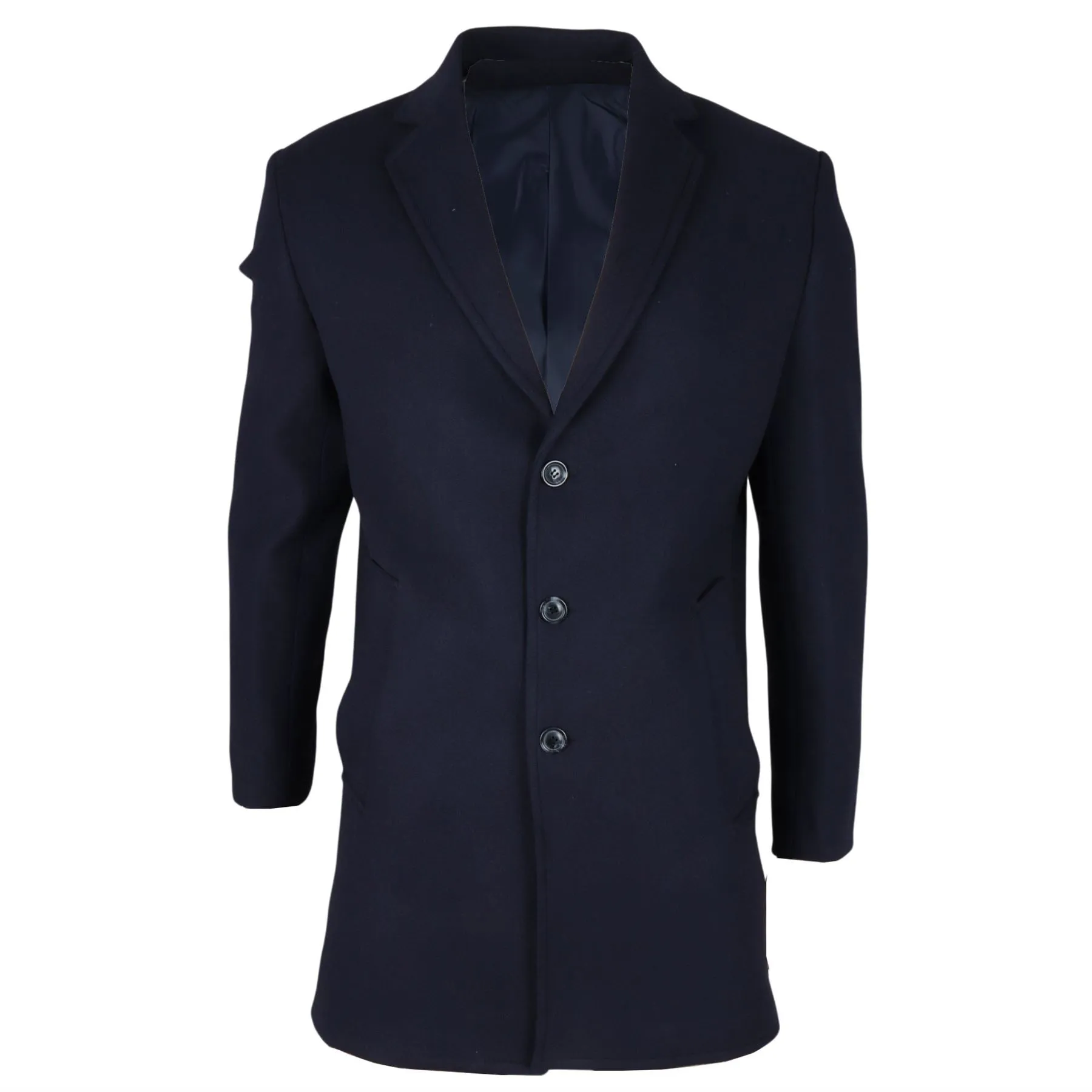 Men's Overcoat Notched Lapel Collar Wool Blend Classic Trench Coat Winter Jacket