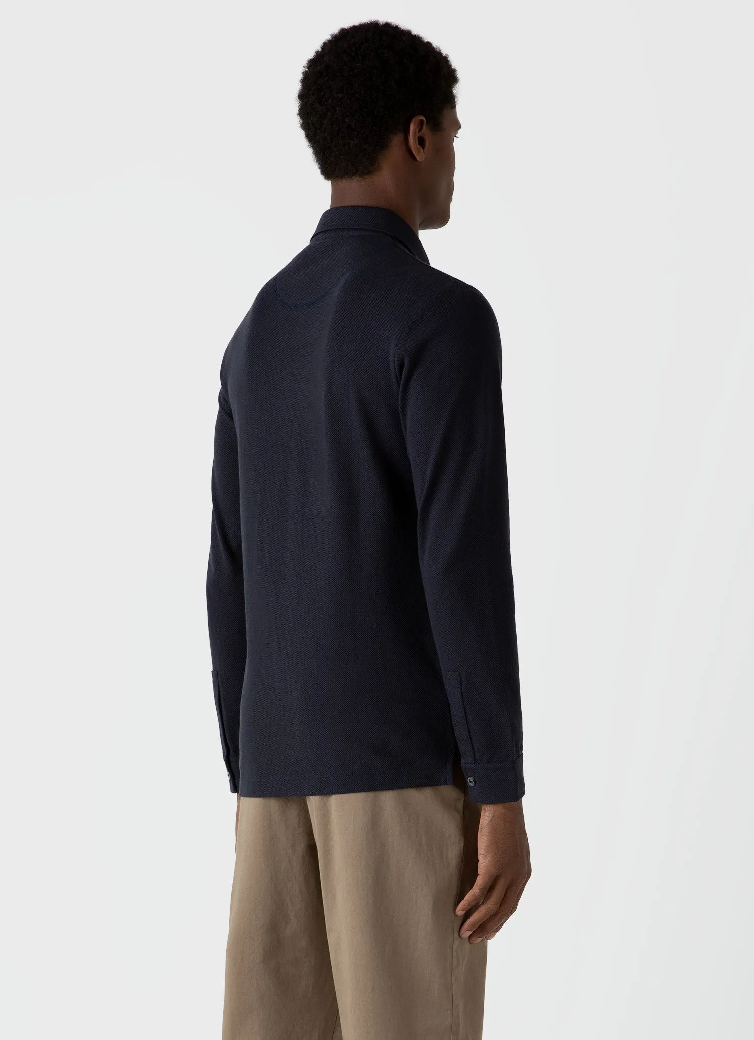 Men's WM Brown Long Sleeve Polo Shirt in Navy