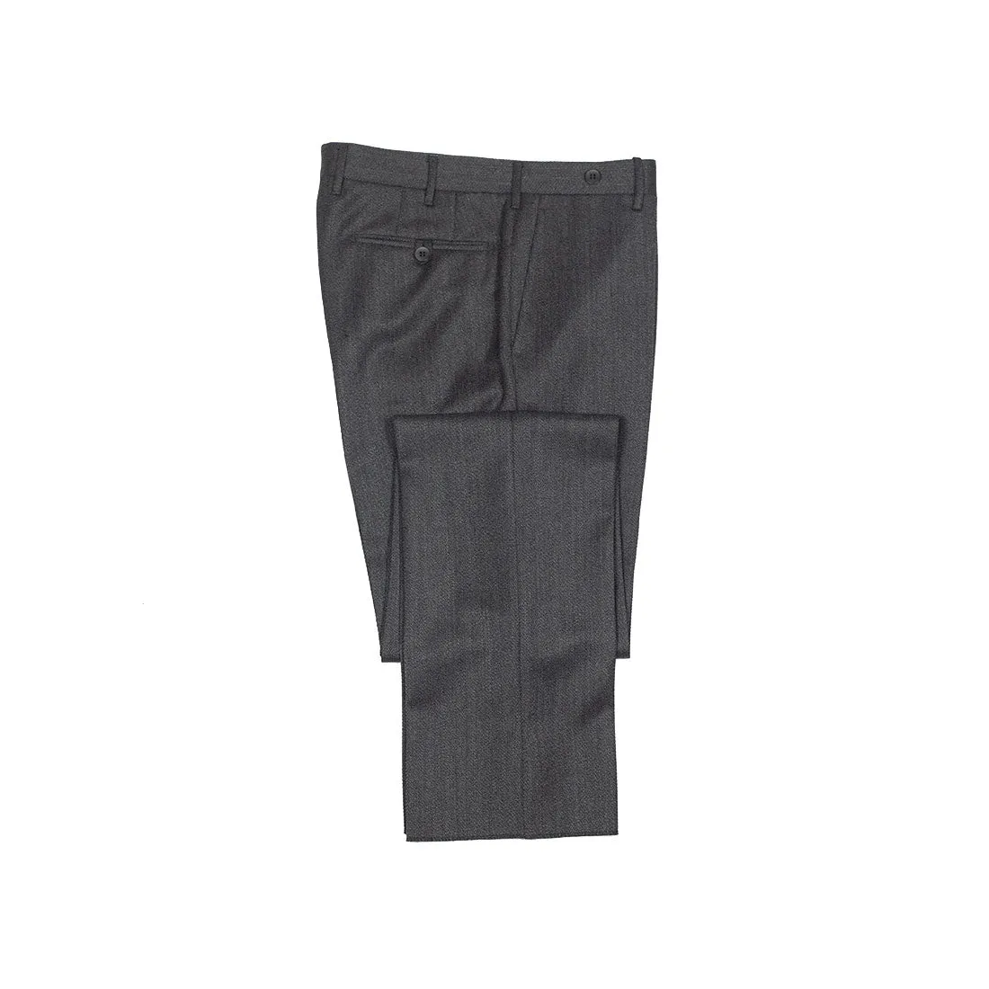 Mid-rise belt loop trousers in grey melange cavalry twill wool (restock)