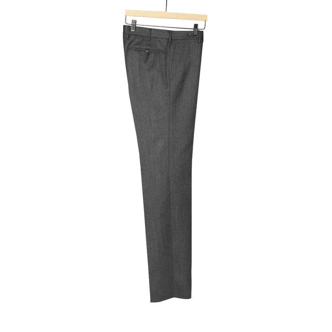 Mid-rise belt loop trousers in grey melange cavalry twill wool (restock)