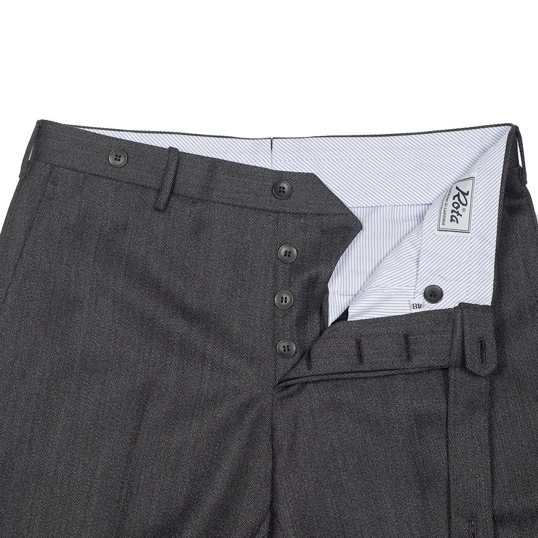 Mid-rise belt loop trousers in grey melange cavalry twill wool (restock)