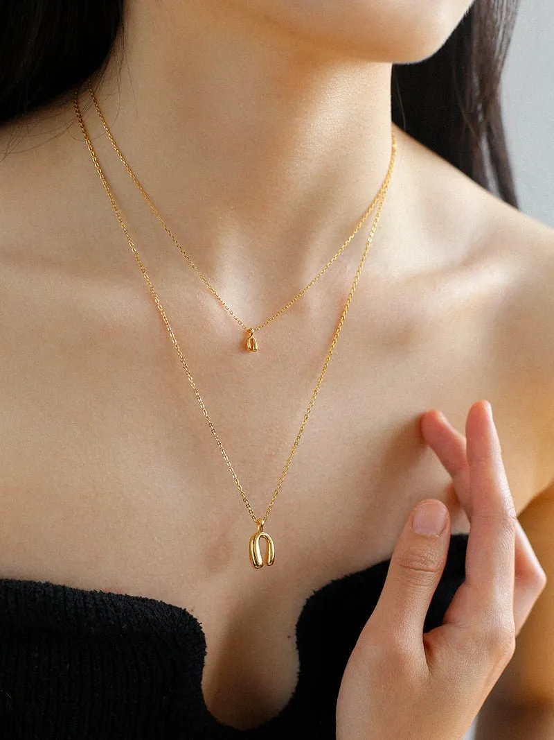 Minimalist Geometric Horseshoe Pendant Chian Necklace