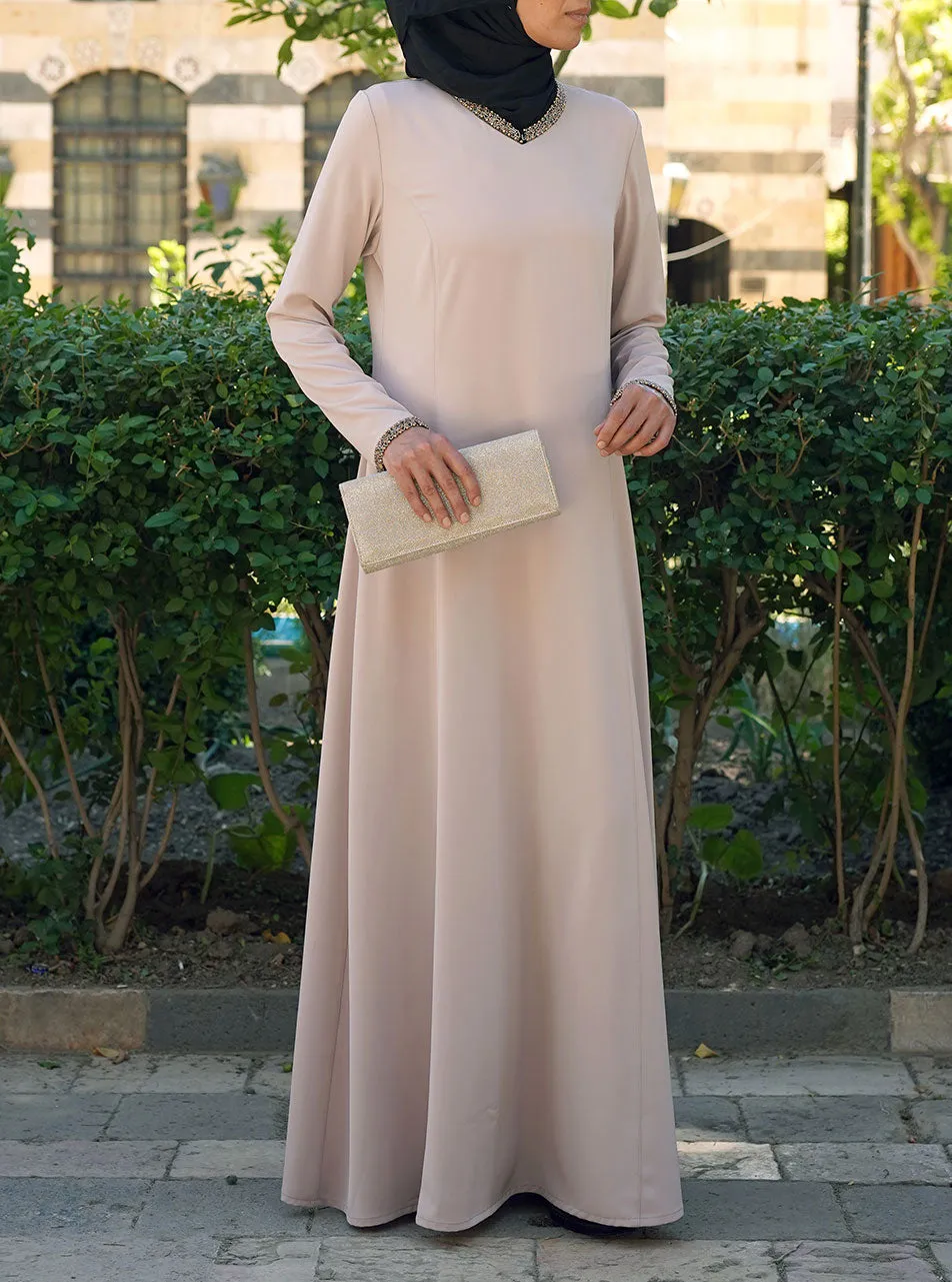 Minimalist Gold Trim Abaya Gown