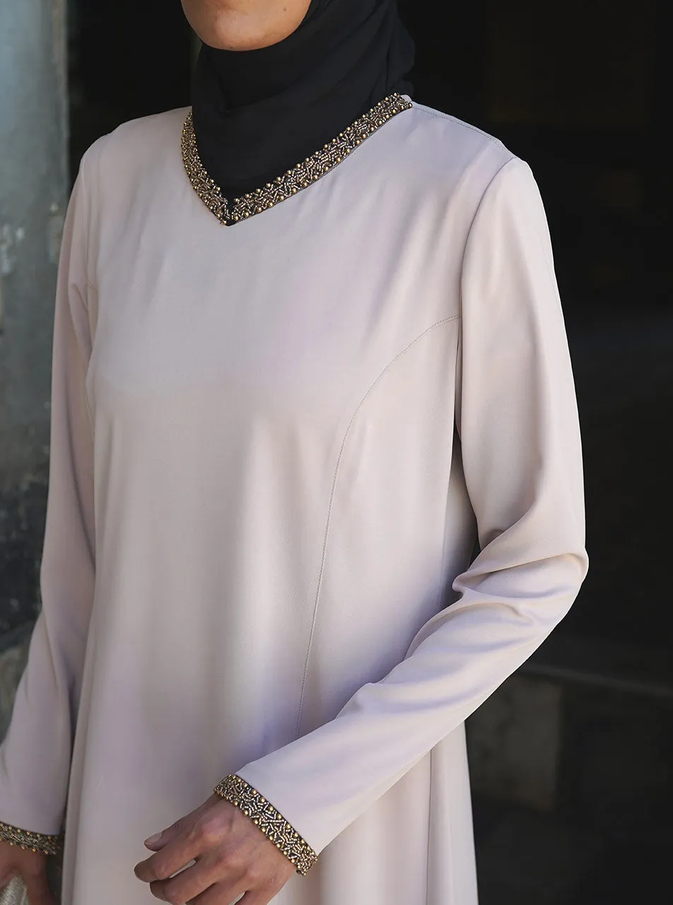 Minimalist Gold Trim Abaya Gown