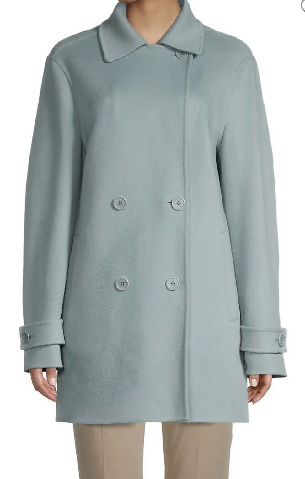 New $7425 Loro Piana Women Jeffery Baby Cashmere  Overcoat Coat Blue 44/10 Italy