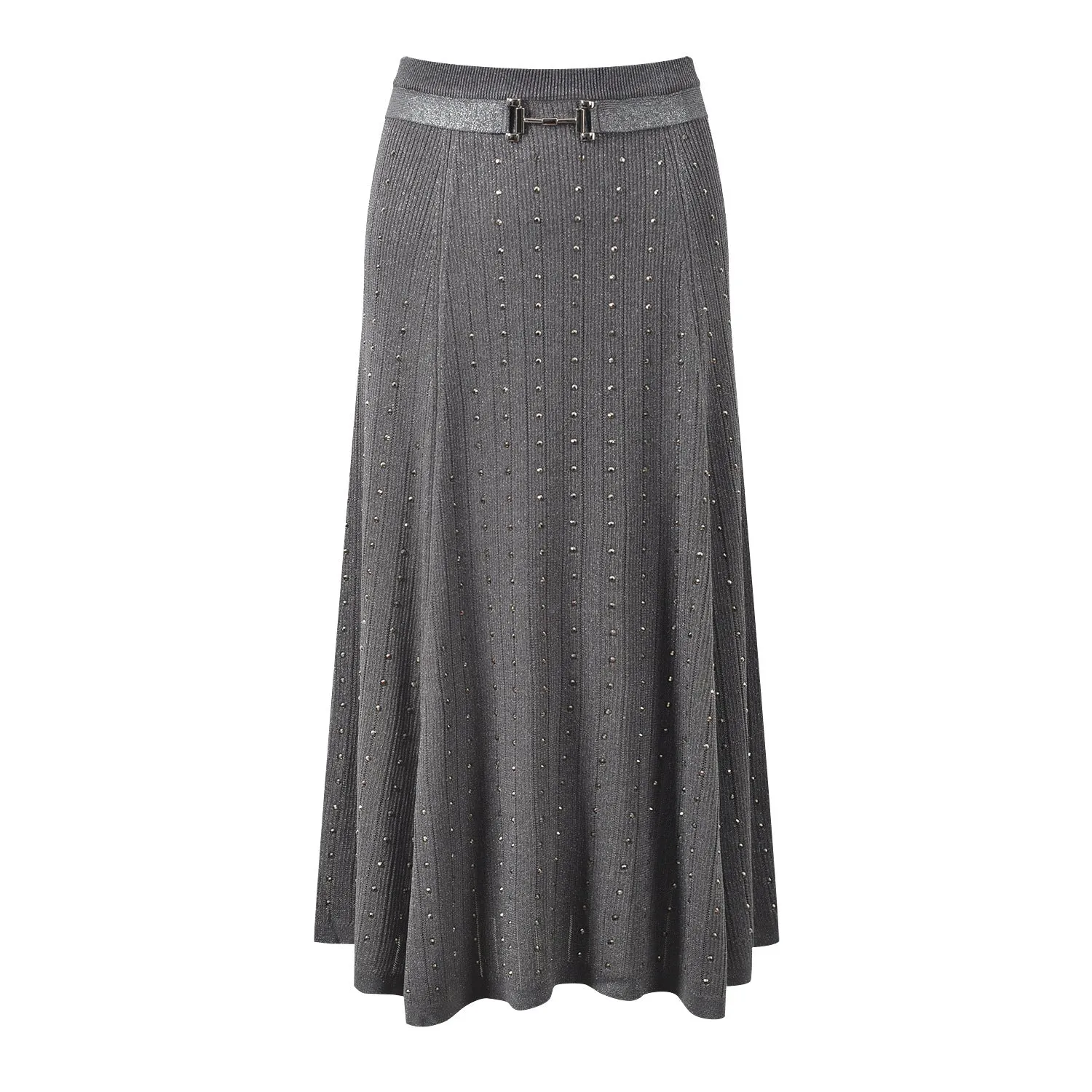 Pre Order:  Hot Stamping Diamond V-Neck Thin Top   Midi Skirt