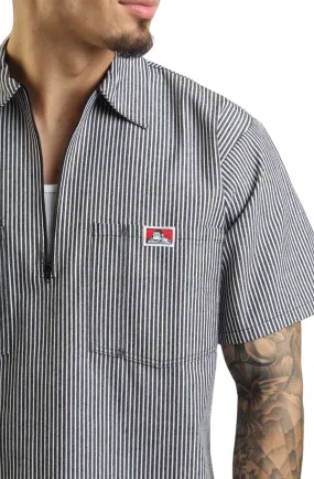 Short Sleeve ½ Zip Striped Work Shirt