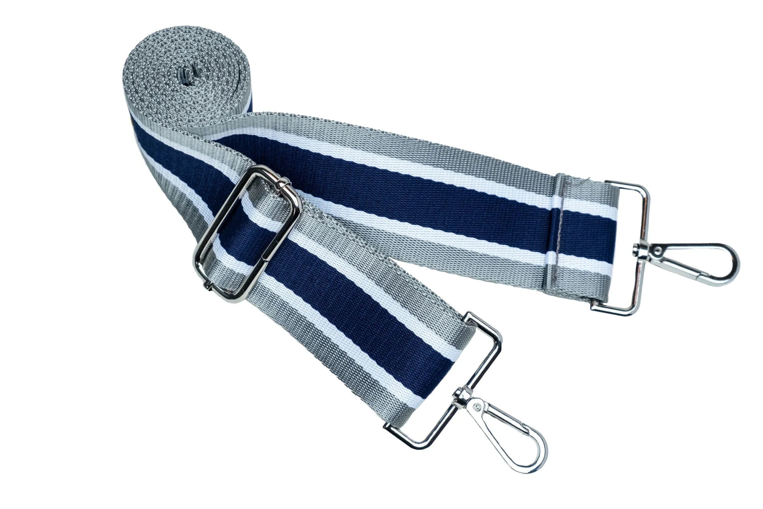 Silver Shiny HydroBag® with Navy/Gray Strap