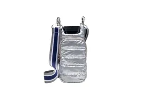 Silver Shiny HydroBag® with Navy/Gray Strap