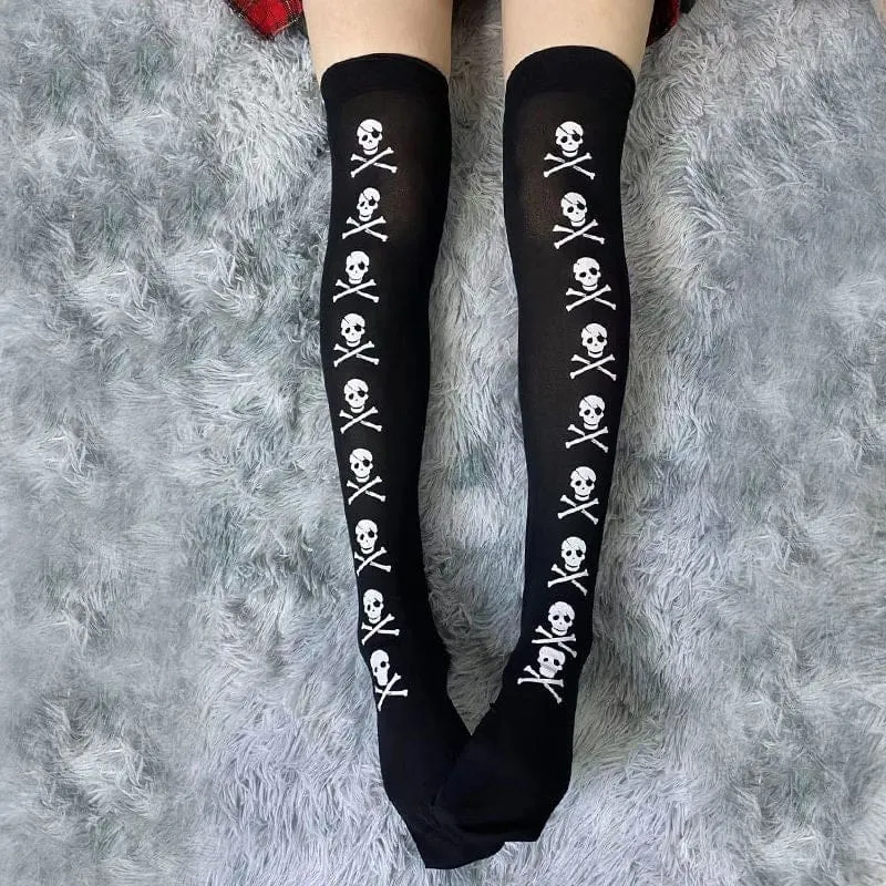 Skull n Bones Thigh Highs