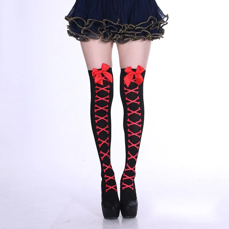 Skull n Bones Thigh Highs