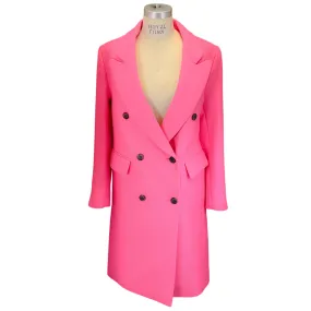 Smythe Hot Pink Double Breasted Peak Lapel Wool Overcoat