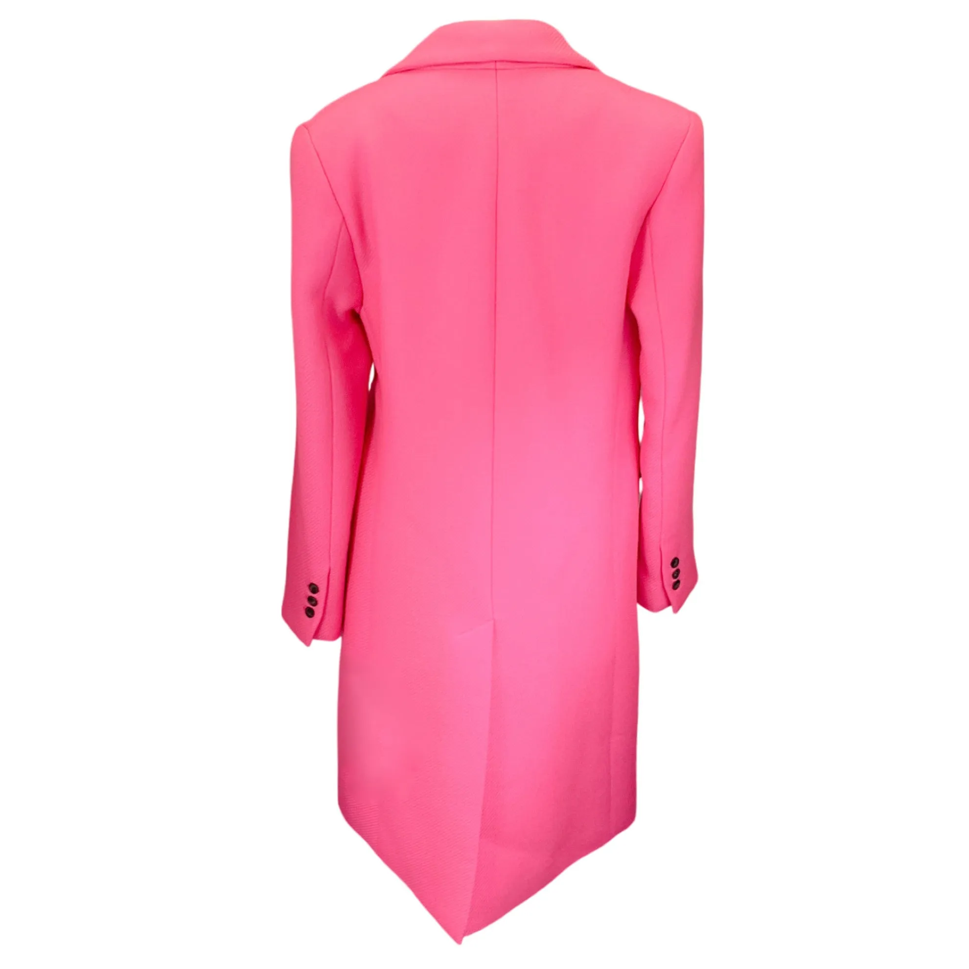 Smythe Hot Pink Double Breasted Peak Lapel Wool Overcoat