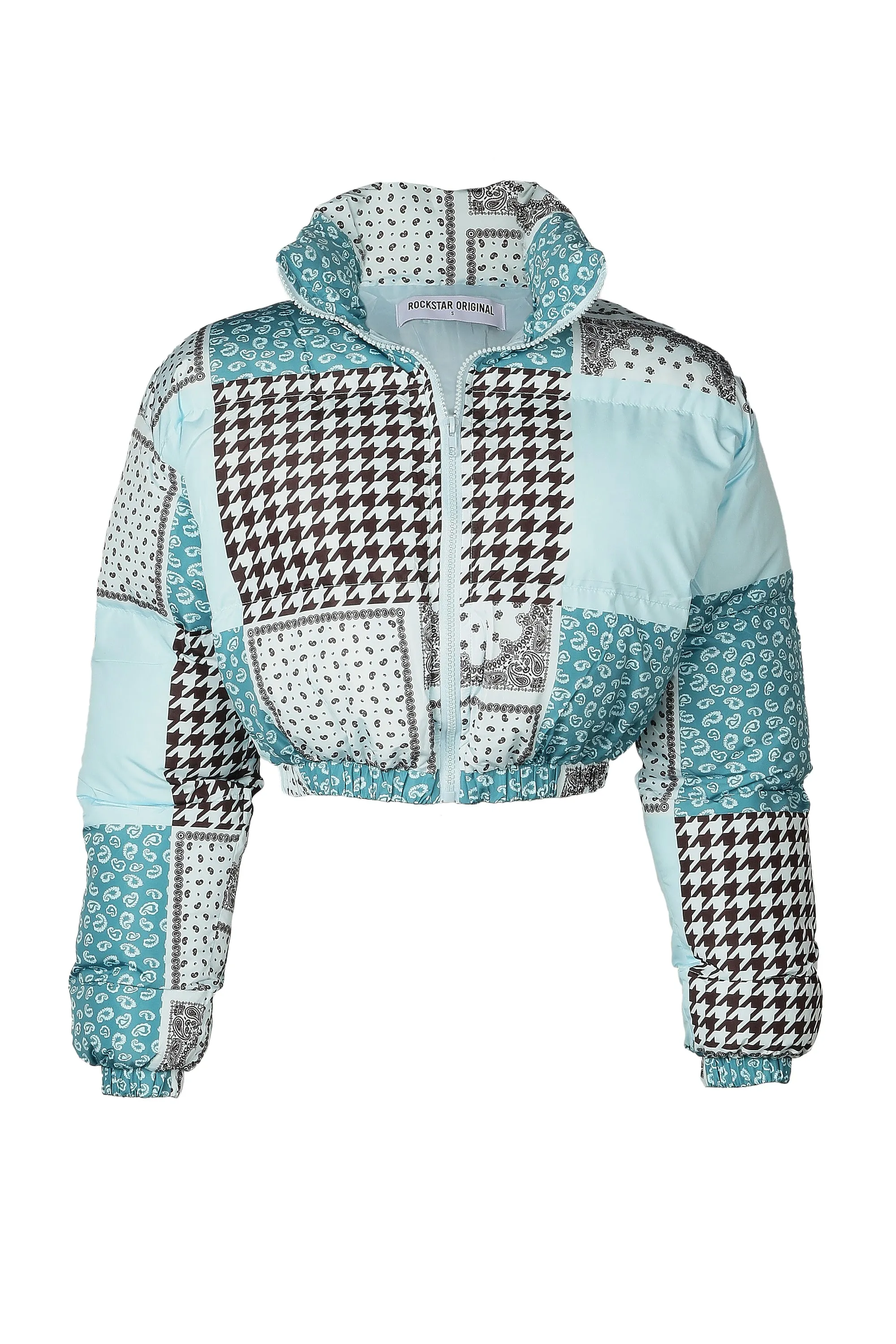 Steady Mobbin Blue Bandana Print Puffer Jacket