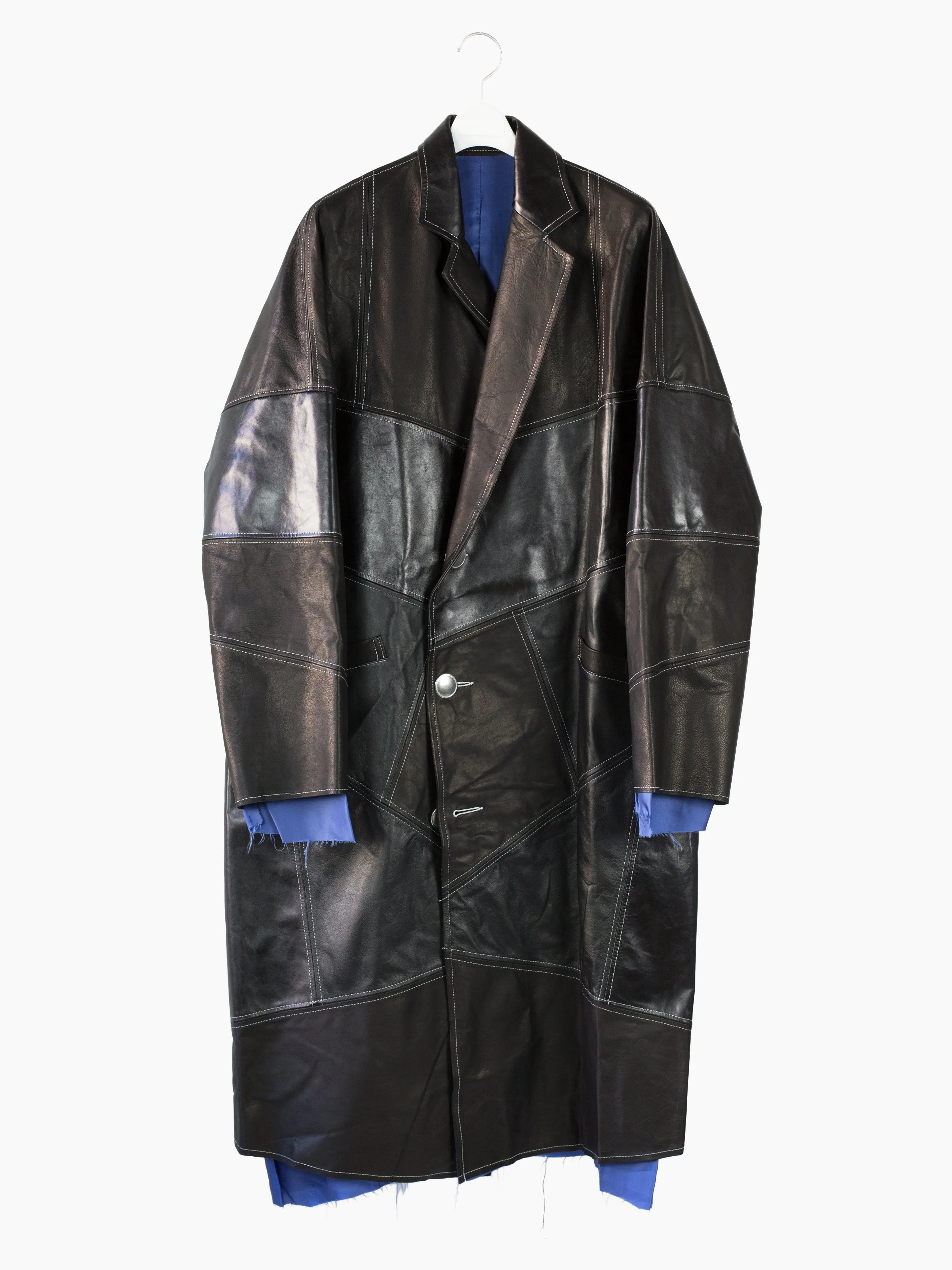 Sulvam AW22 Patchwork Leather Coat