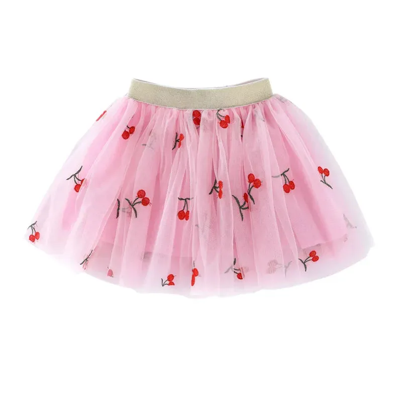 Summer Skirts For Girls Lace Mini Tutu Skirt Fashion Baby Girl Clothes Mesh Pleated Skirt Tutu Embroidery Girl Lace Faldas Dance