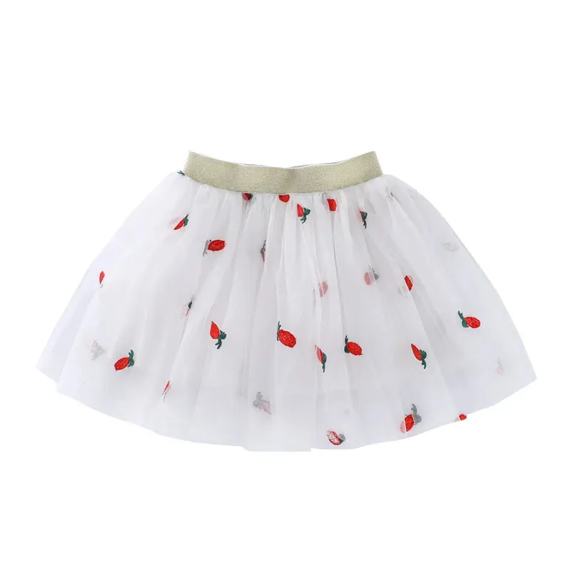 Summer Skirts For Girls Lace Mini Tutu Skirt Fashion Baby Girl Clothes Mesh Pleated Skirt Tutu Embroidery Girl Lace Faldas Dance