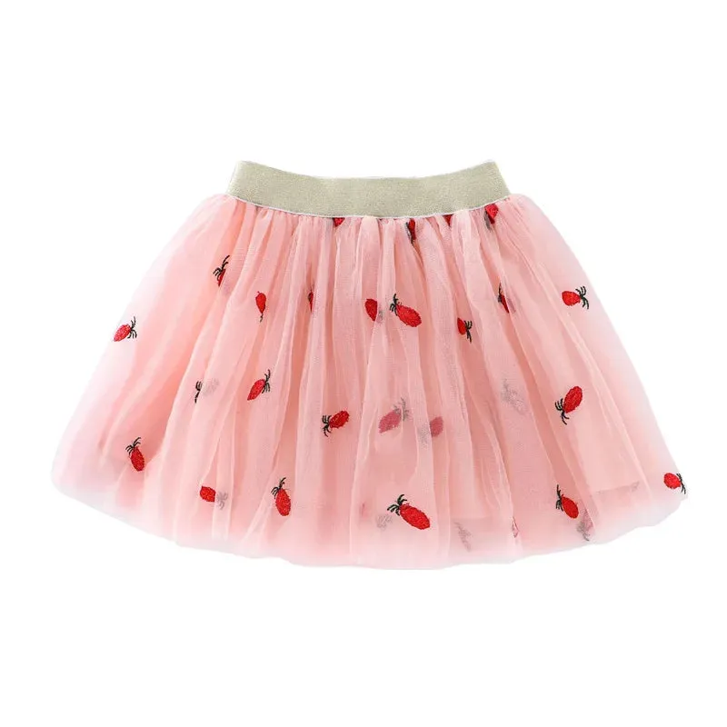 Summer Skirts For Girls Lace Mini Tutu Skirt Fashion Baby Girl Clothes Mesh Pleated Skirt Tutu Embroidery Girl Lace Faldas Dance