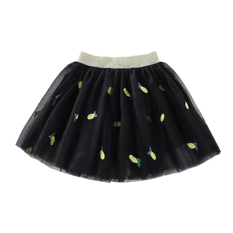 Summer Skirts For Girls Lace Mini Tutu Skirt Fashion Baby Girl Clothes Mesh Pleated Skirt Tutu Embroidery Girl Lace Faldas Dance