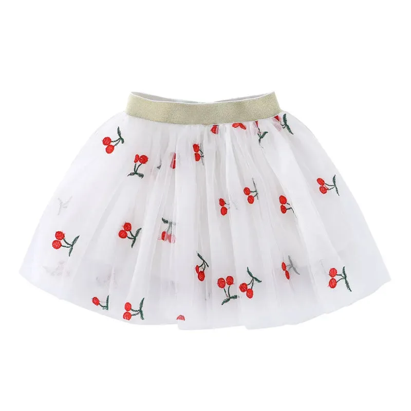 Summer Skirts For Girls Lace Mini Tutu Skirt Fashion Baby Girl Clothes Mesh Pleated Skirt Tutu Embroidery Girl Lace Faldas Dance