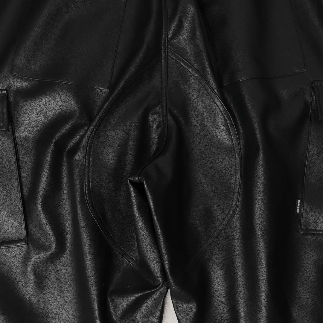 Synthetic Leather Wide BDU Pants