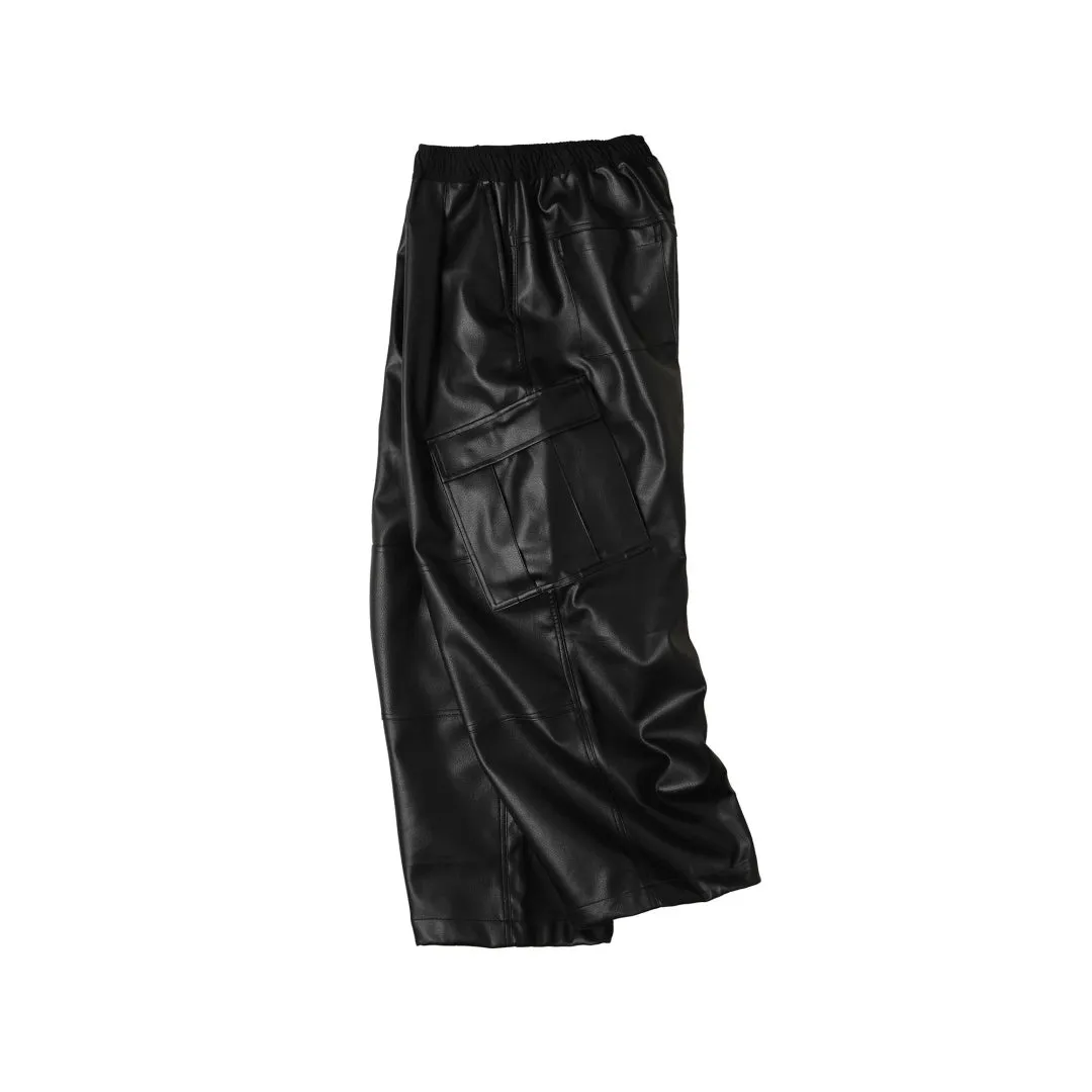 Synthetic Leather Wide BDU Pants