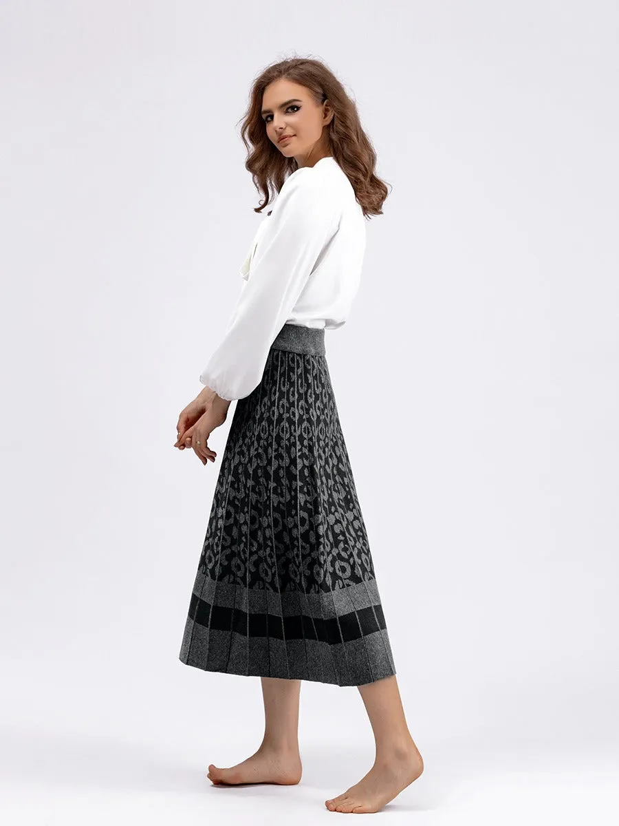 Toleet-Winter outfits Women Sweater Skirt Elegant Long Maxi Warm Skirt Fashion Thick Midi Lady Sweater A Line Skirts