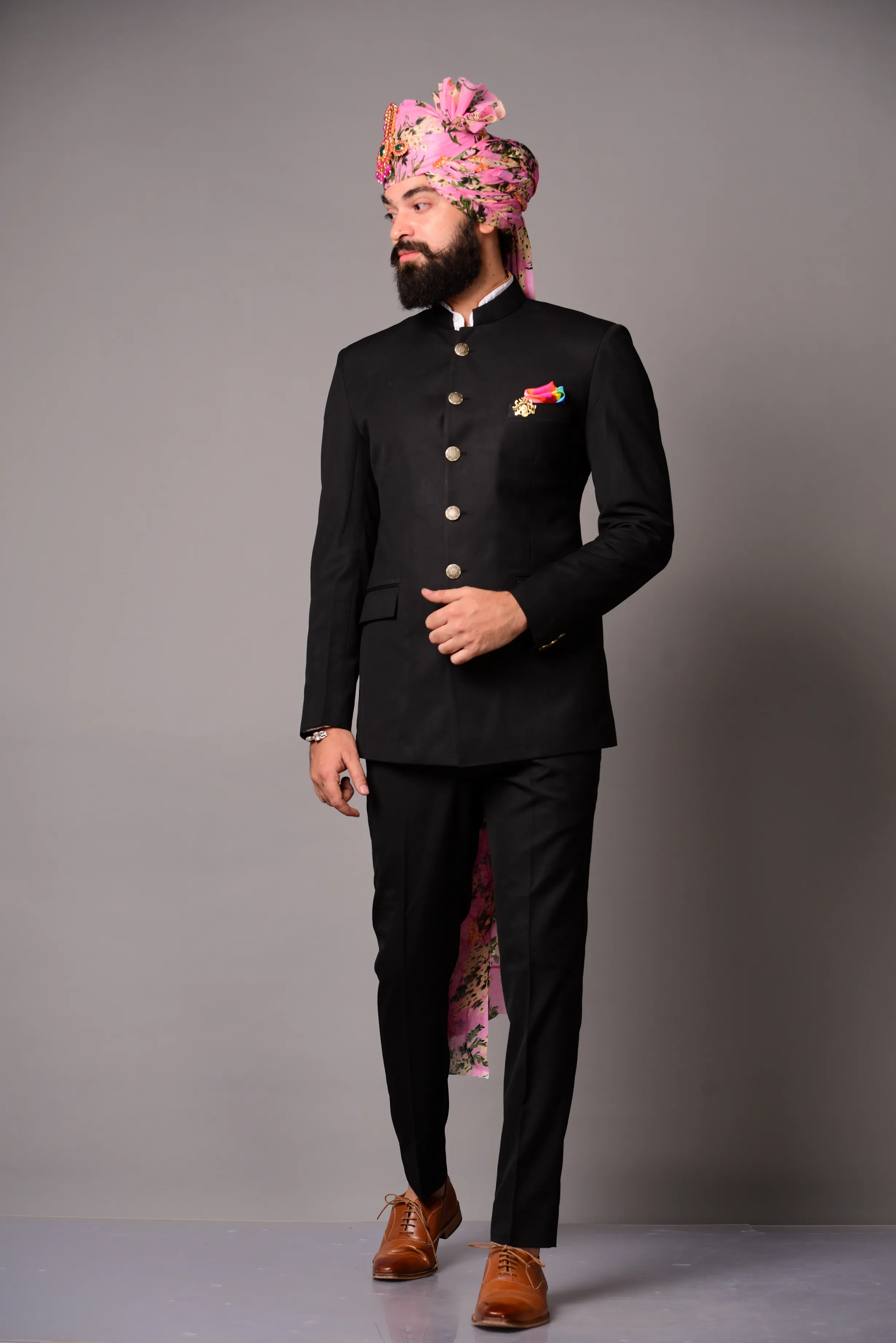 Traditional Black Designer Jodhpuri  Bandhgala Suit |Terry Rayon |Perfect Royal Wedding , Functional wear|