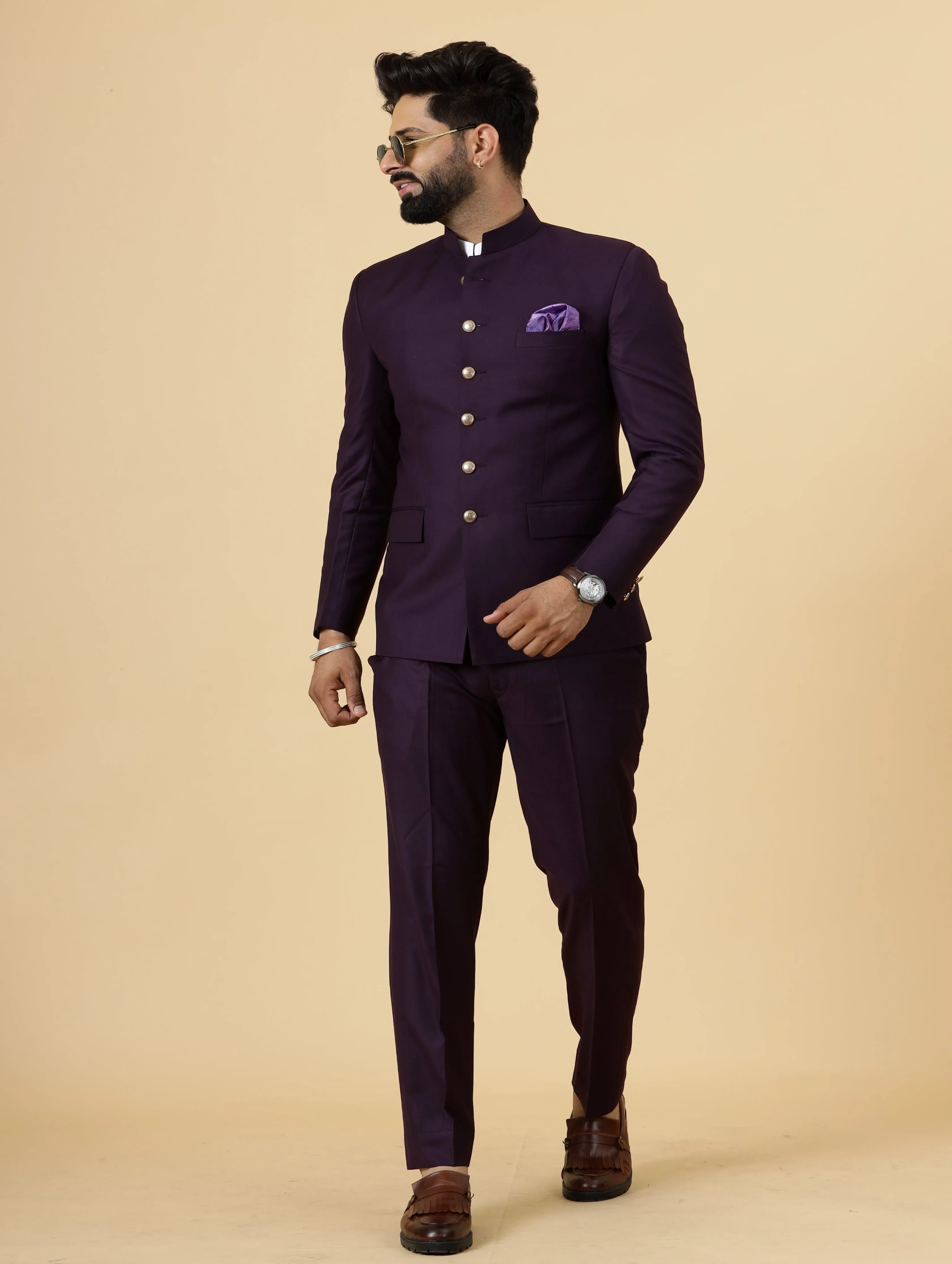 Traditional Dark Purple Jodhpuri Suit | Perfect for Wedding and Casual wear|