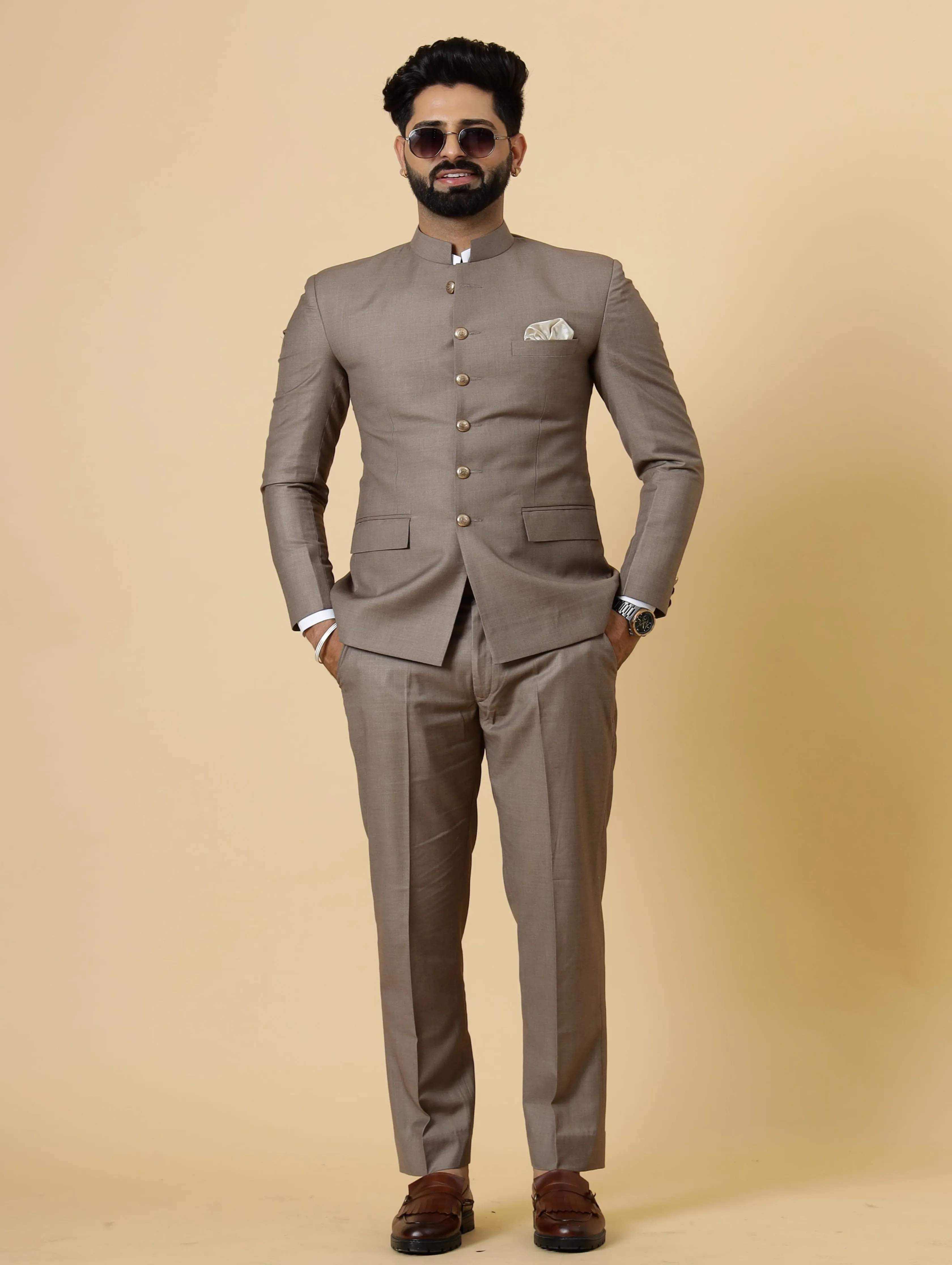 Traditional Mink Brown Jodhpuri Suit| Perfect for Wedding and Casual wear|