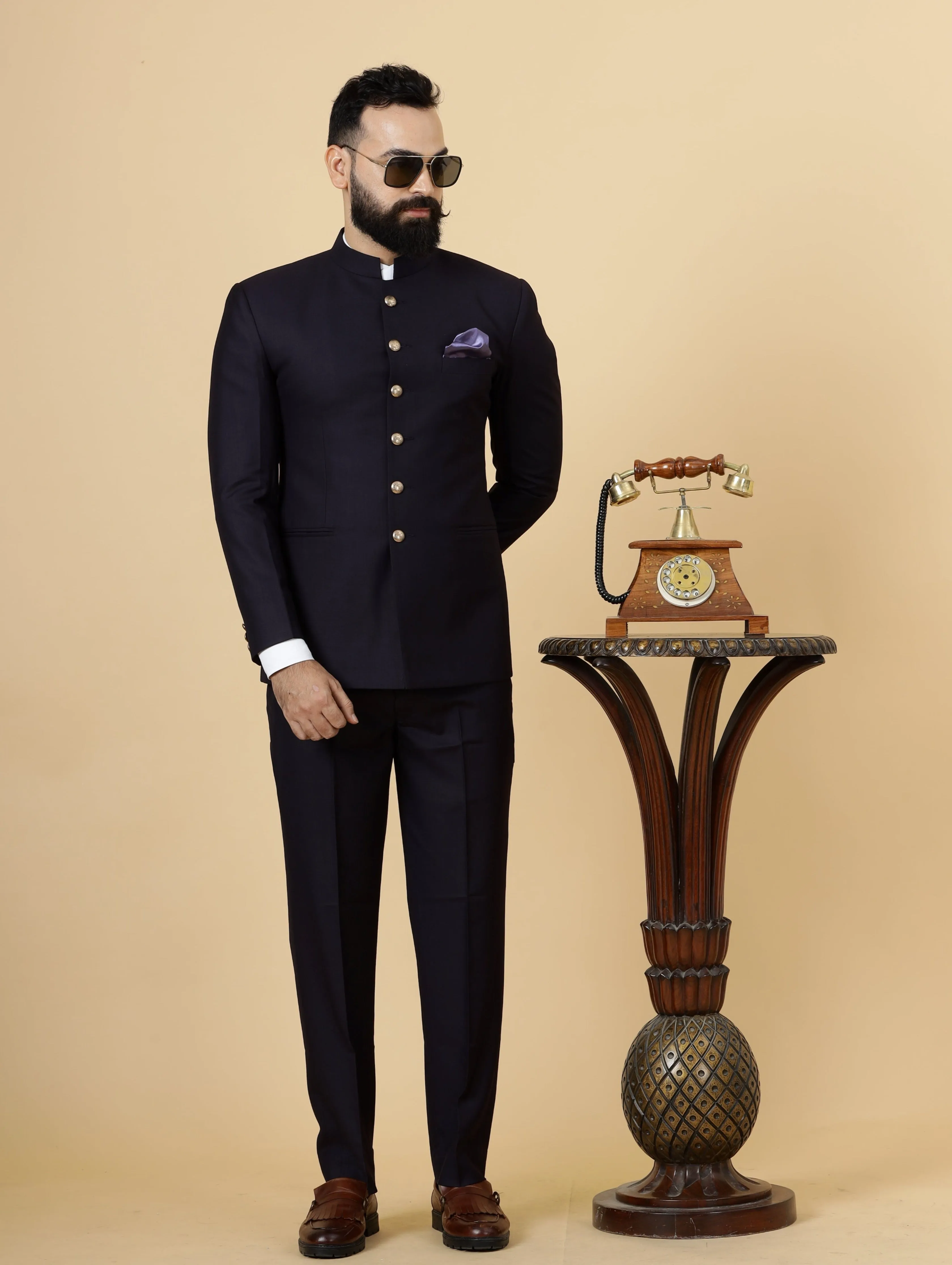 Traditional Navy Blue Jodhpuri Suit | Perfect for Wedding and Casual wear|