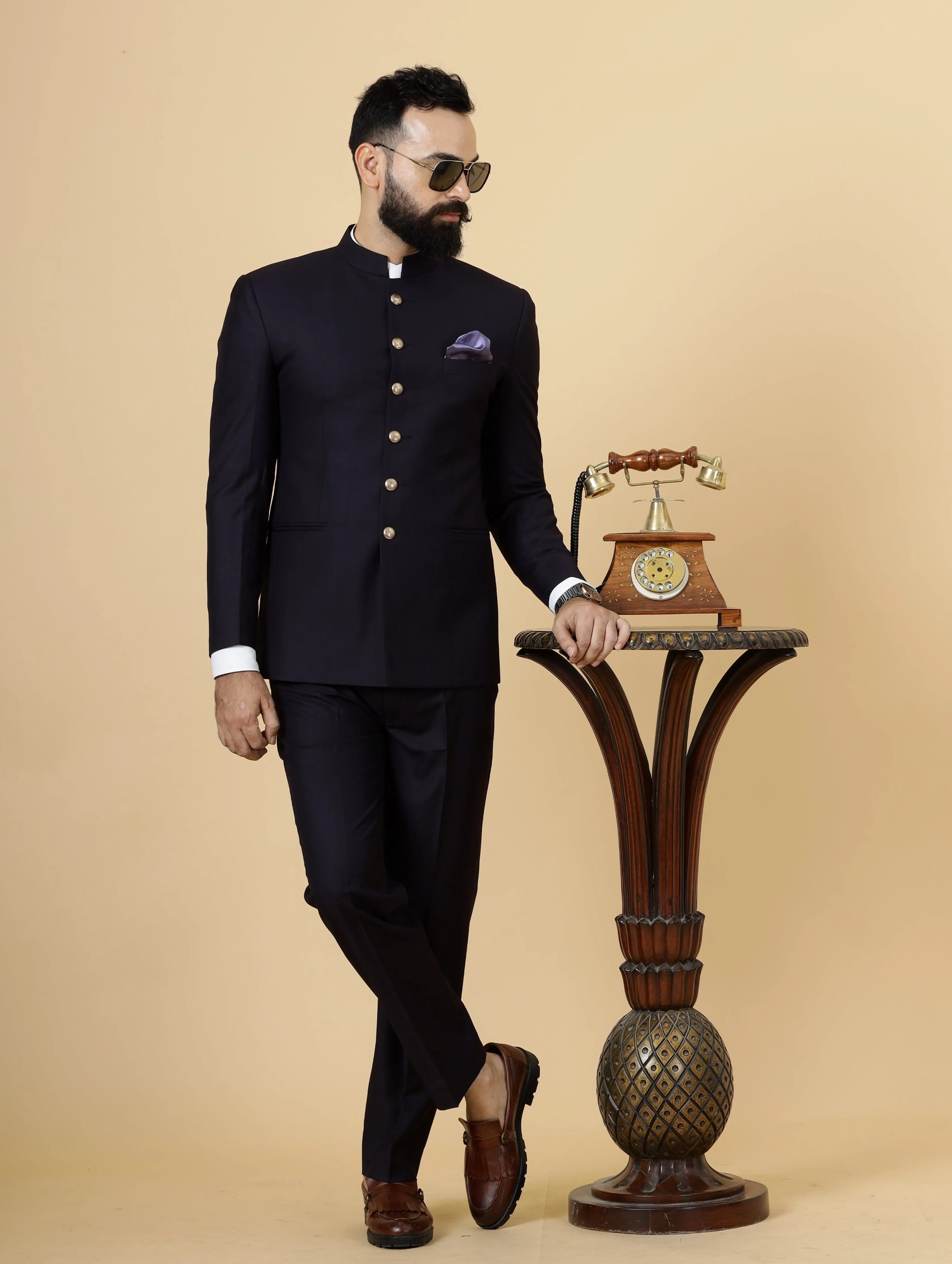 Traditional Navy Blue Jodhpuri Suit | Perfect for Wedding and Casual wear|