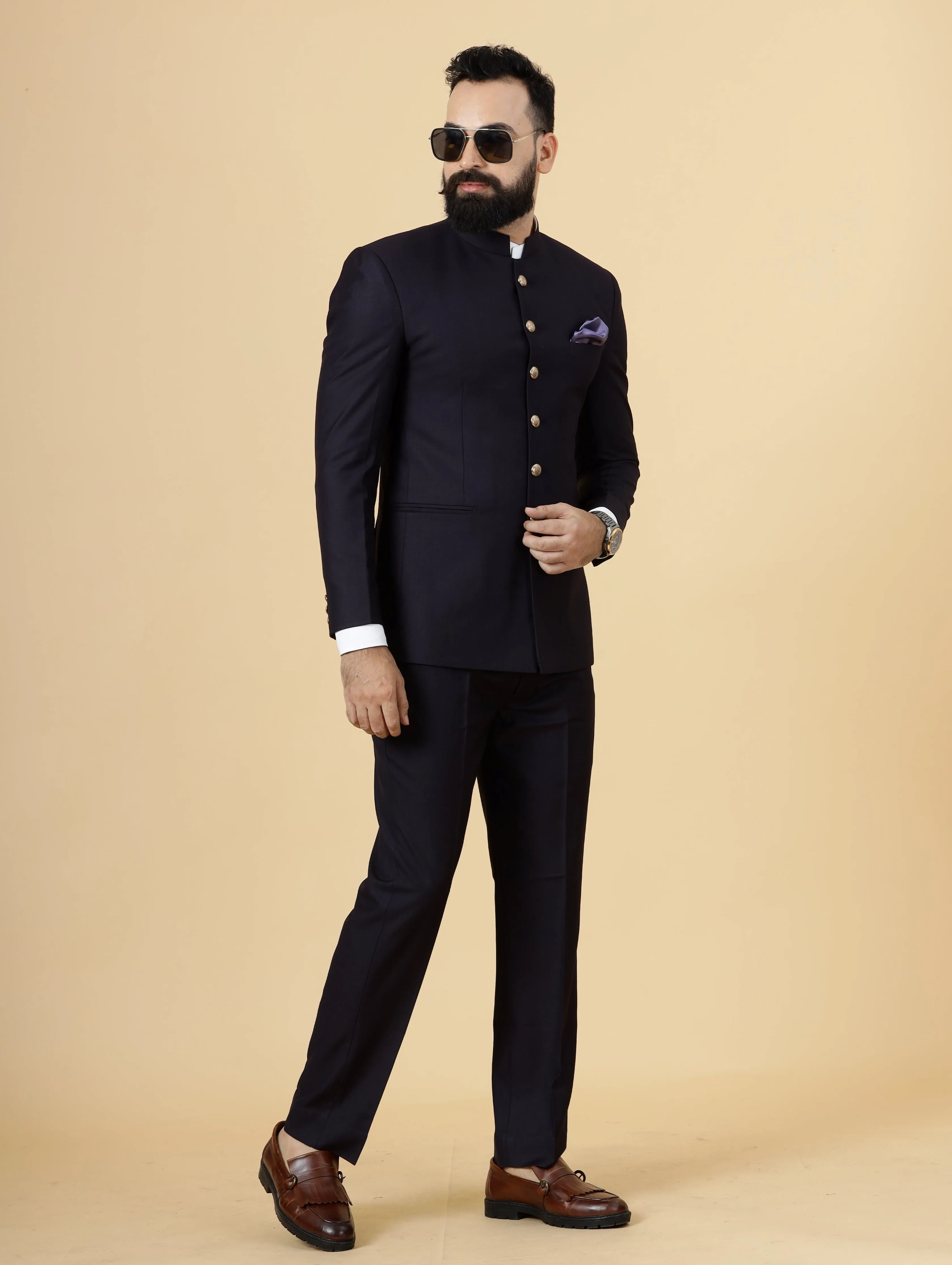 Traditional Navy Blue Jodhpuri Suit | Perfect for Wedding and Casual wear|