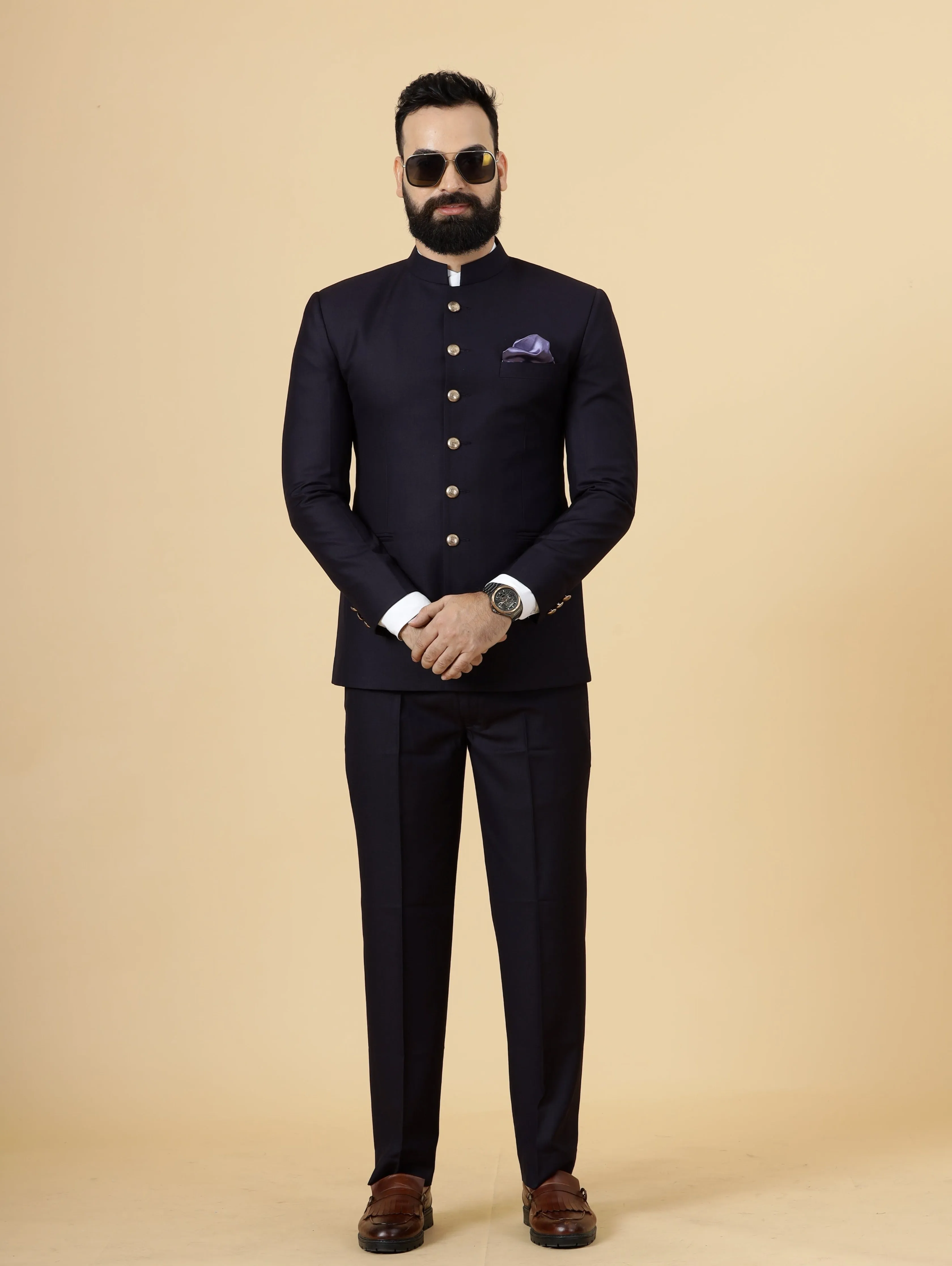 Traditional Navy Blue Jodhpuri Suit | Perfect for Wedding and Casual wear|