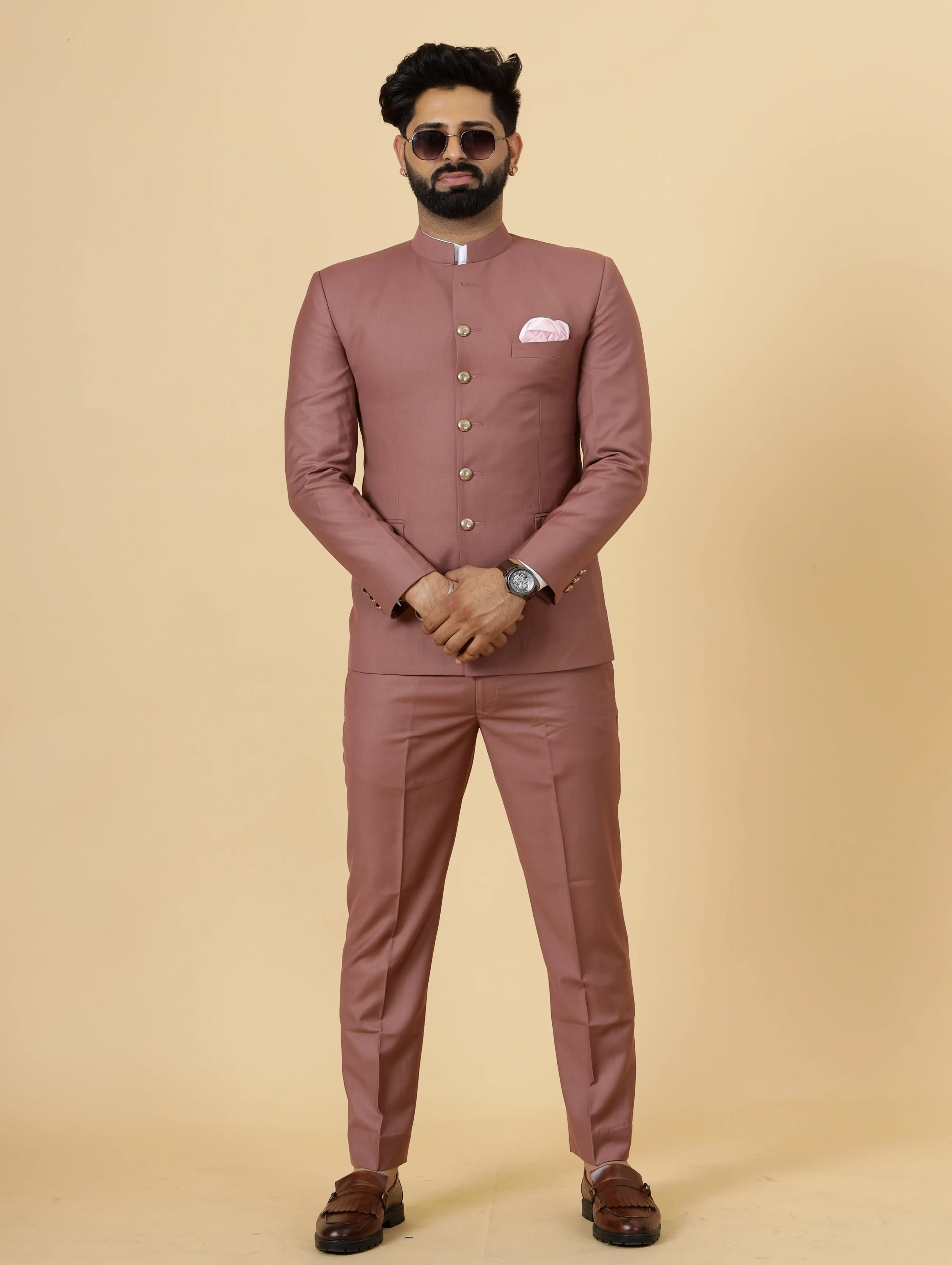 Traditional Rosewood Jodhpuri Suit | Perfect for Wedding and Casual wear|