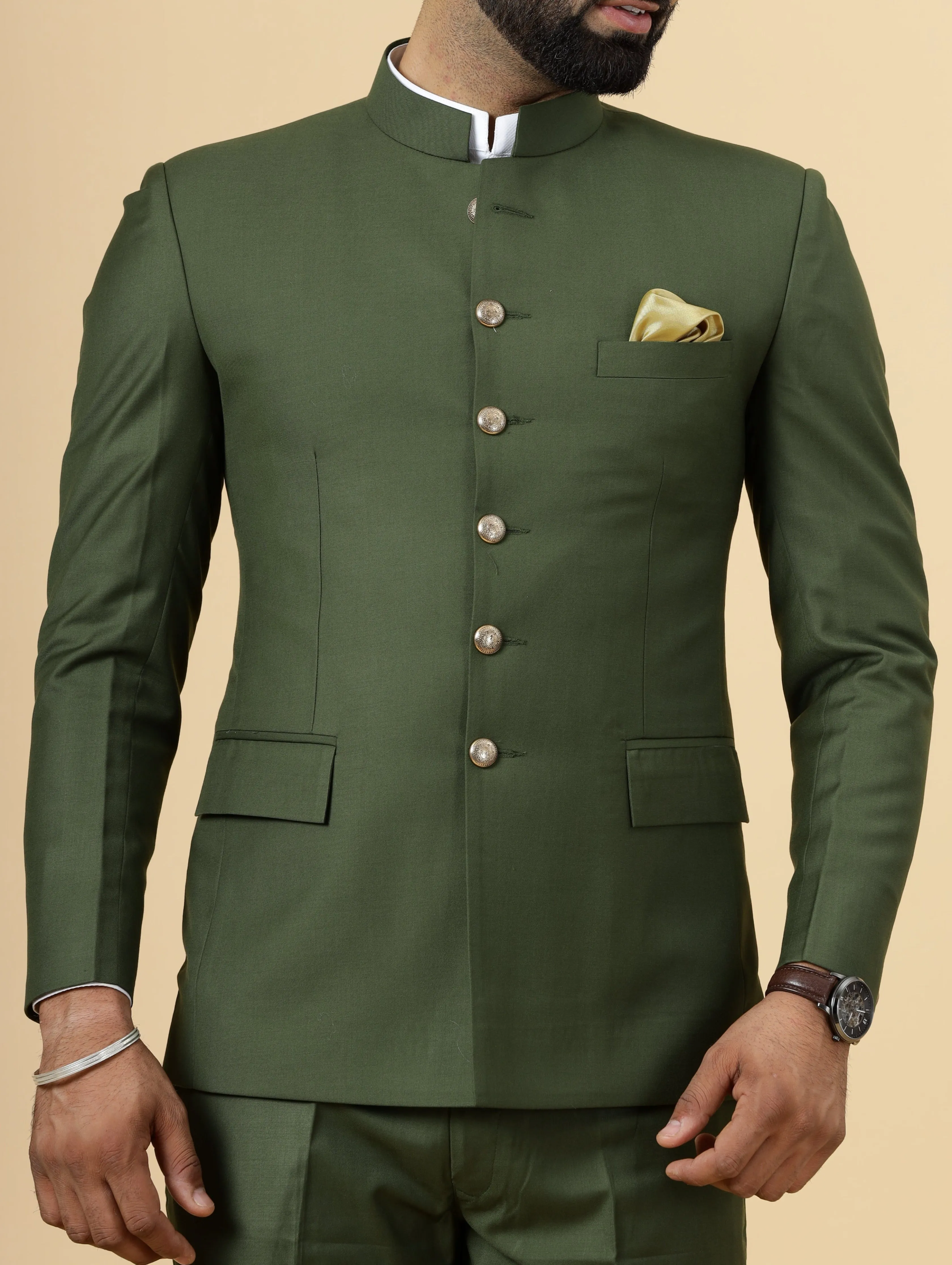 Traditional Seaweed Green Jodhpuri Suit | Perfect for Wedding and Casual wear|