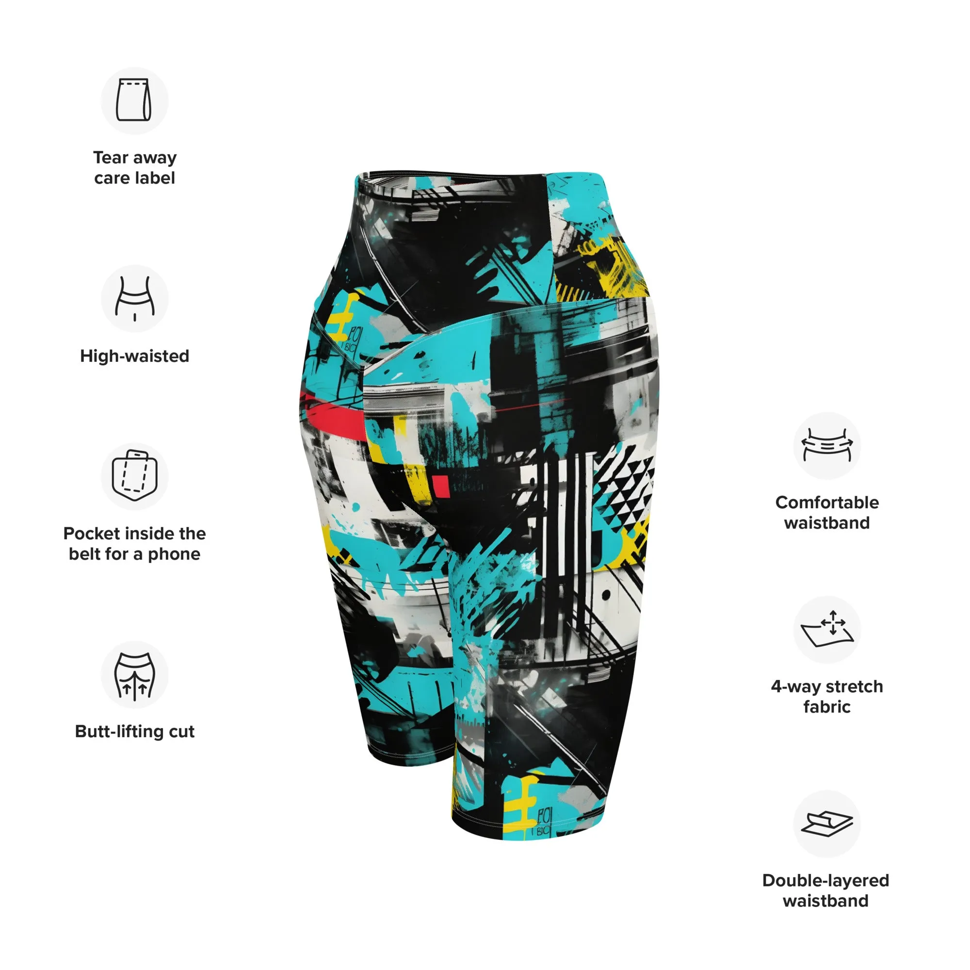 Tropical Tempo: Women's Mile After Mile Biker Shorts - Tropical Thunder 001