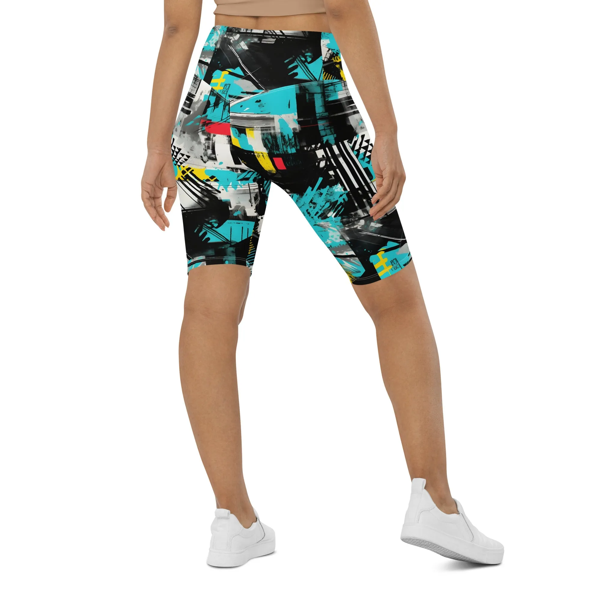 Tropical Tempo: Women's Mile After Mile Biker Shorts - Tropical Thunder 001