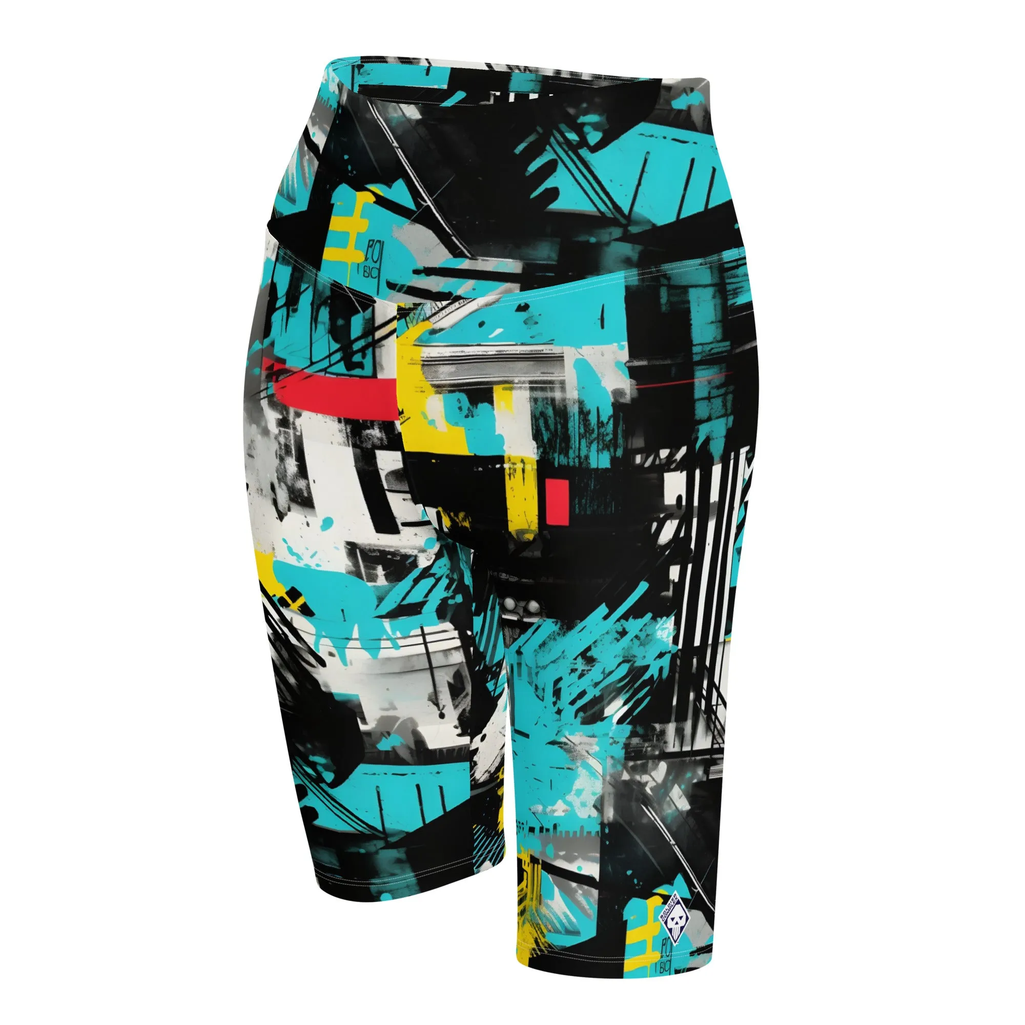 Tropical Tempo: Women's Mile After Mile Biker Shorts - Tropical Thunder 001