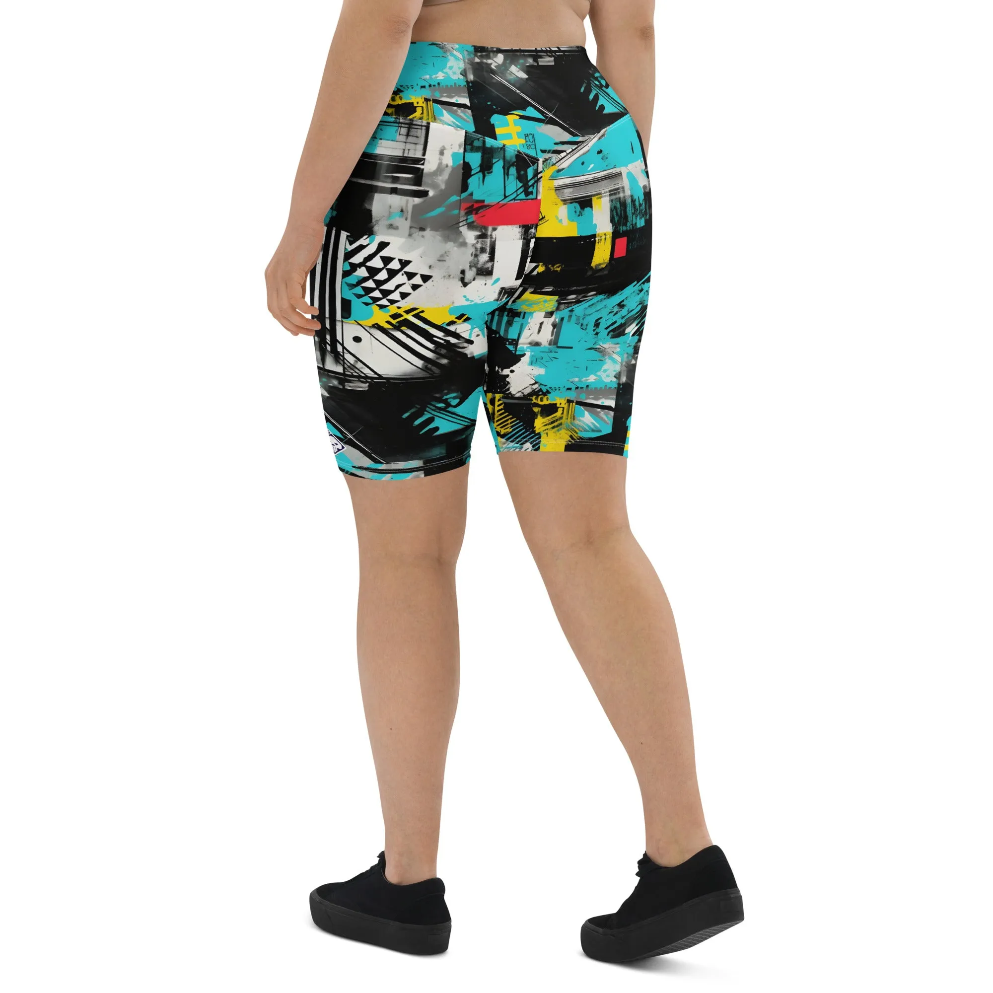 Tropical Tempo: Women's Mile After Mile Biker Shorts - Tropical Thunder 001